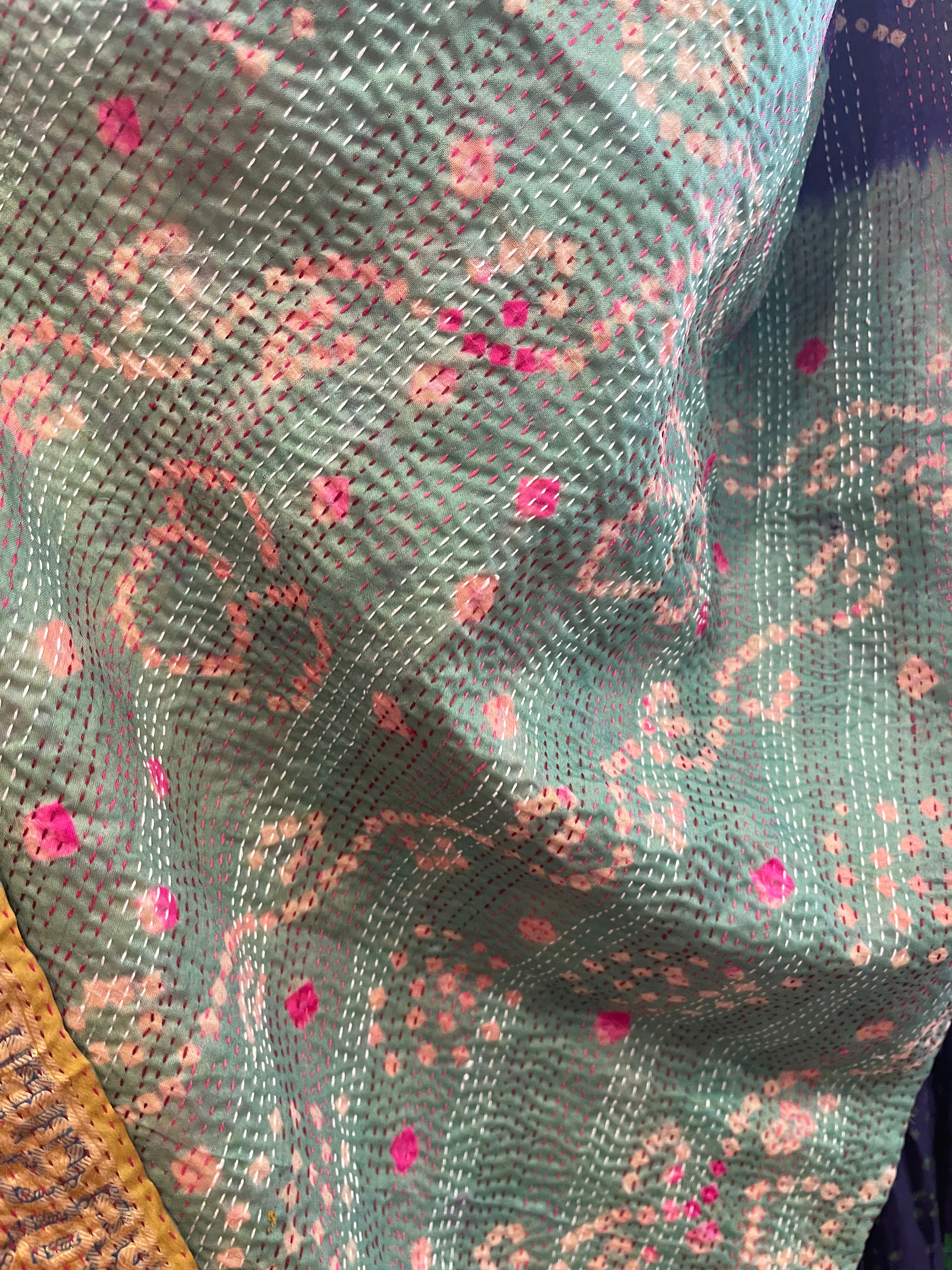 Kantha Silk Muffler - Golden Jade