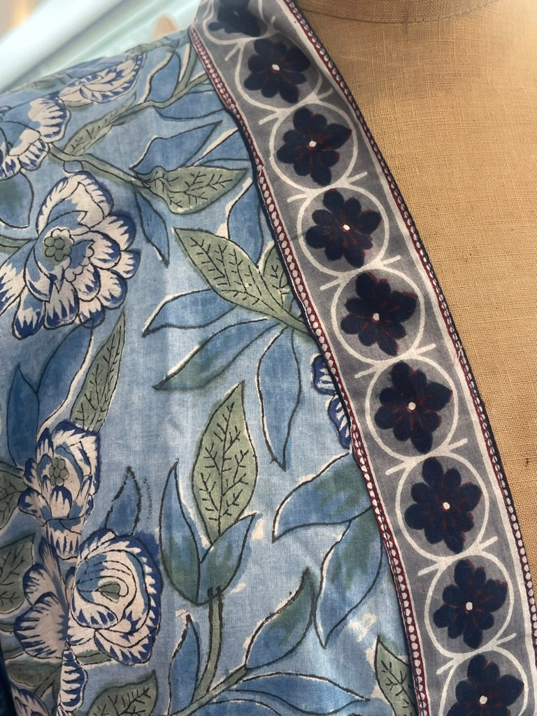 Cotton KIMONO - SKY Block print
