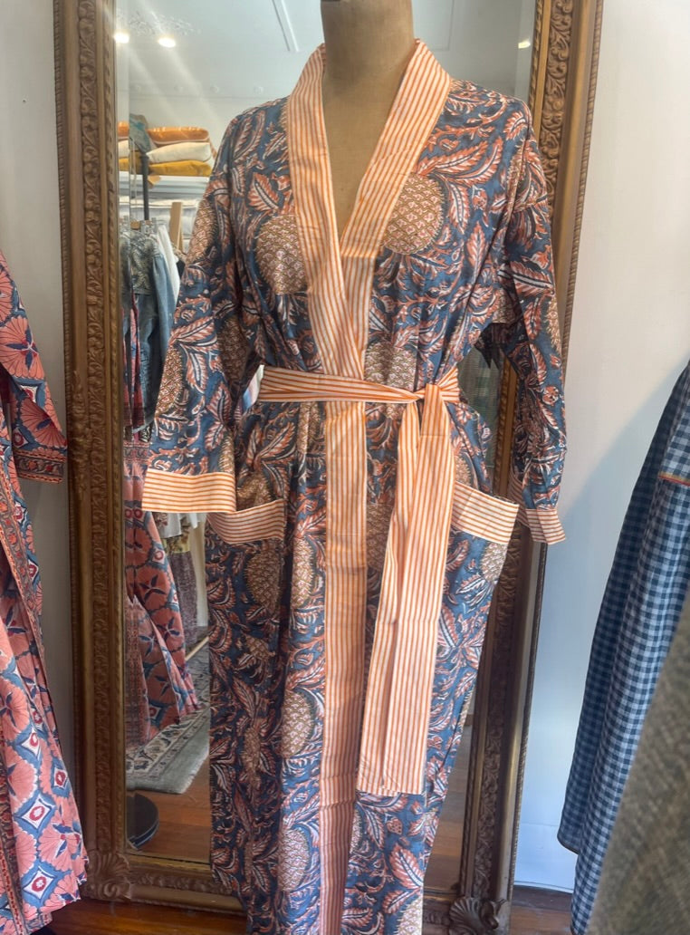 Cotton KIMONO - PINA COLADA Blockprint
