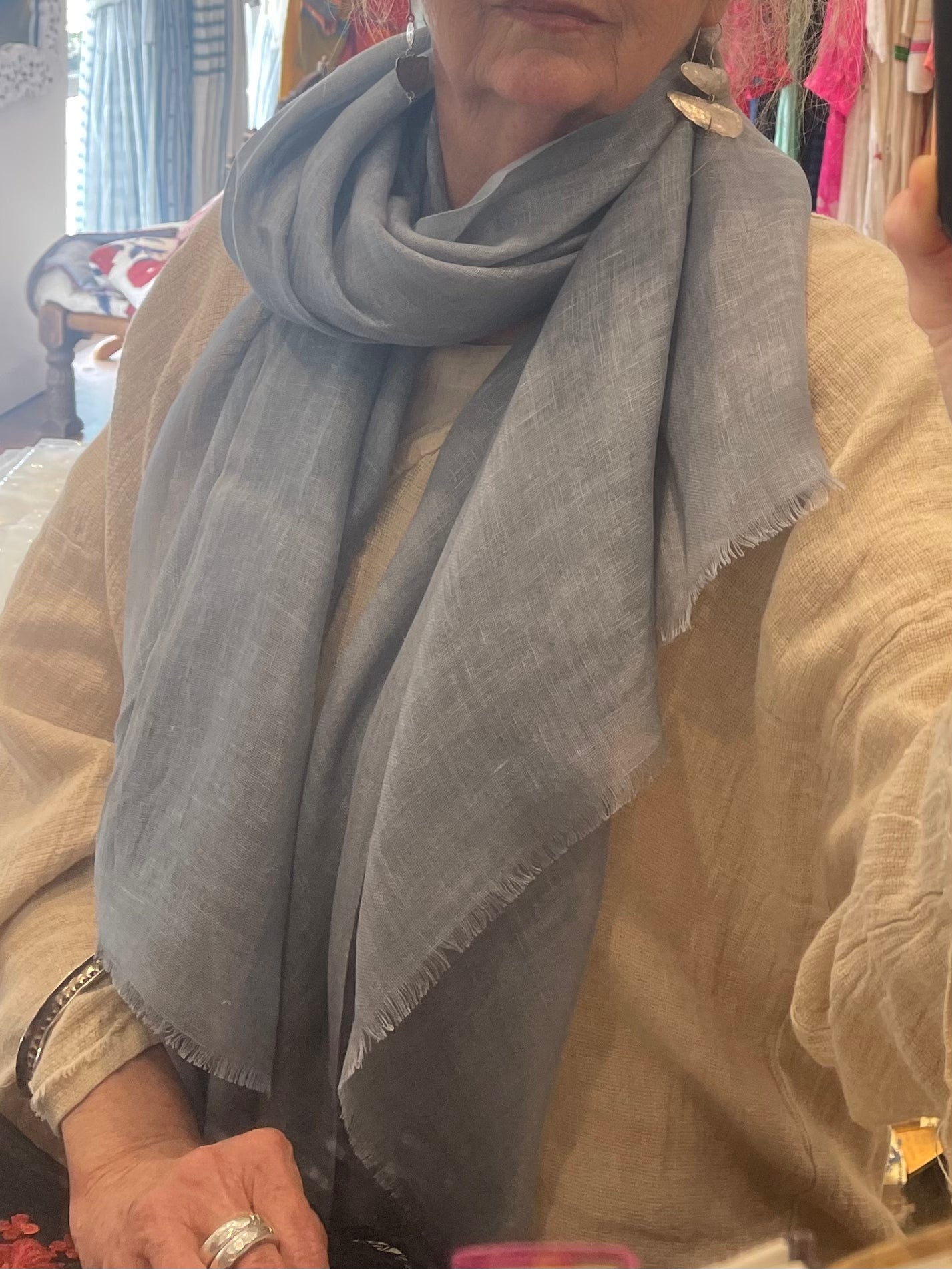 Linen Scarf - Mist Grey