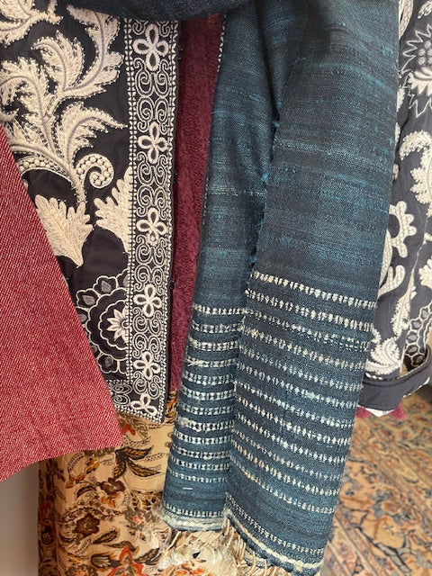 Handwoven Silk + Wool Scarf - Deep Sea Indigo Blue