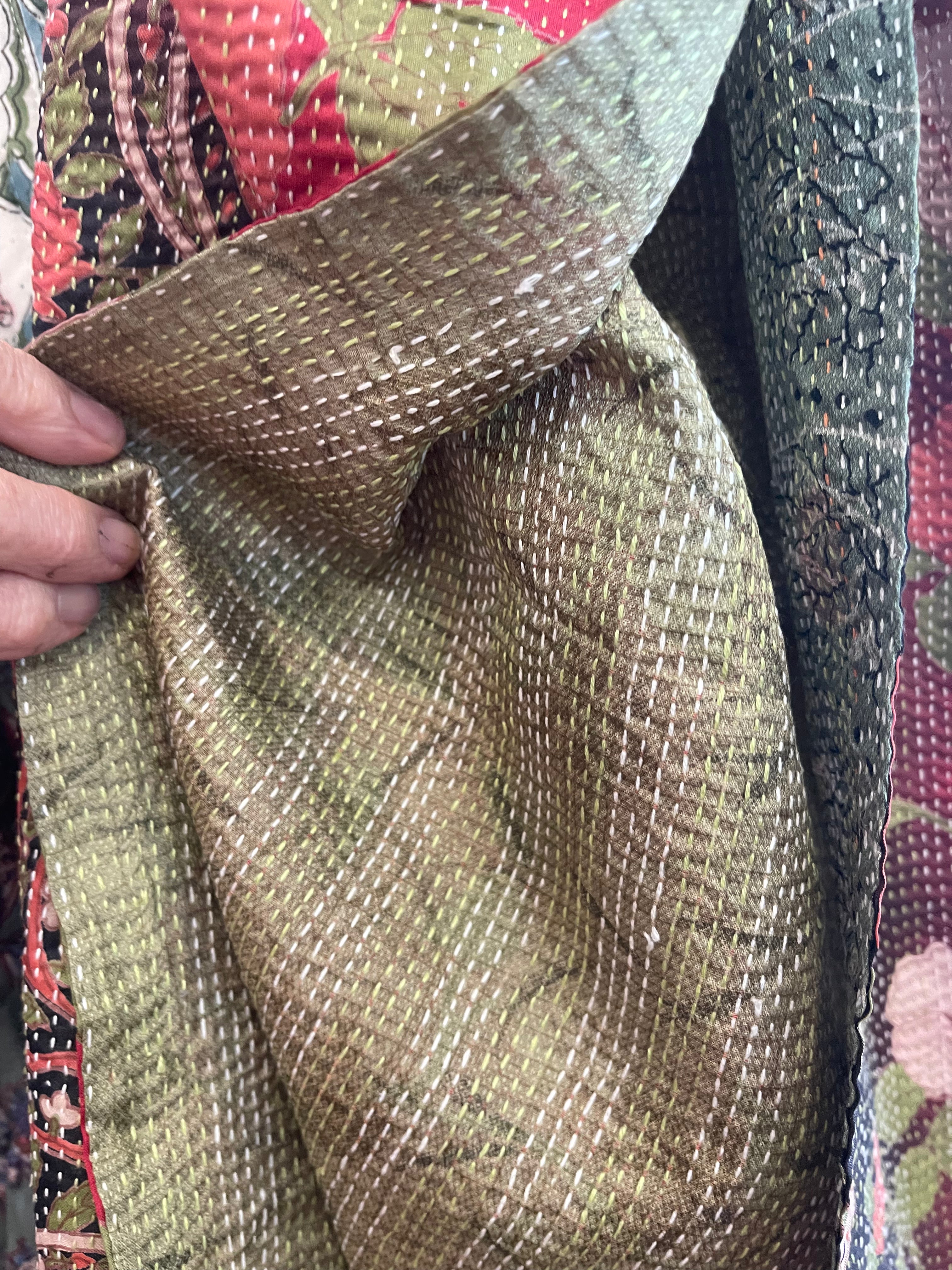 Kantha Silk Muffler - English Garden
