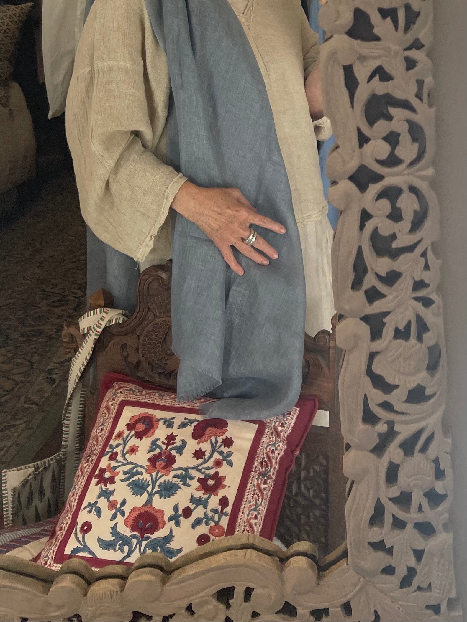 Linen Scarf - Dove Blue