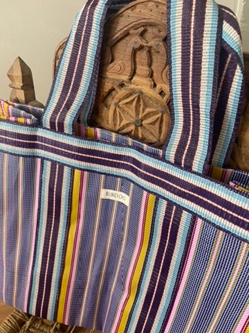 NYLON BEACH TOTE - Candy Stripe