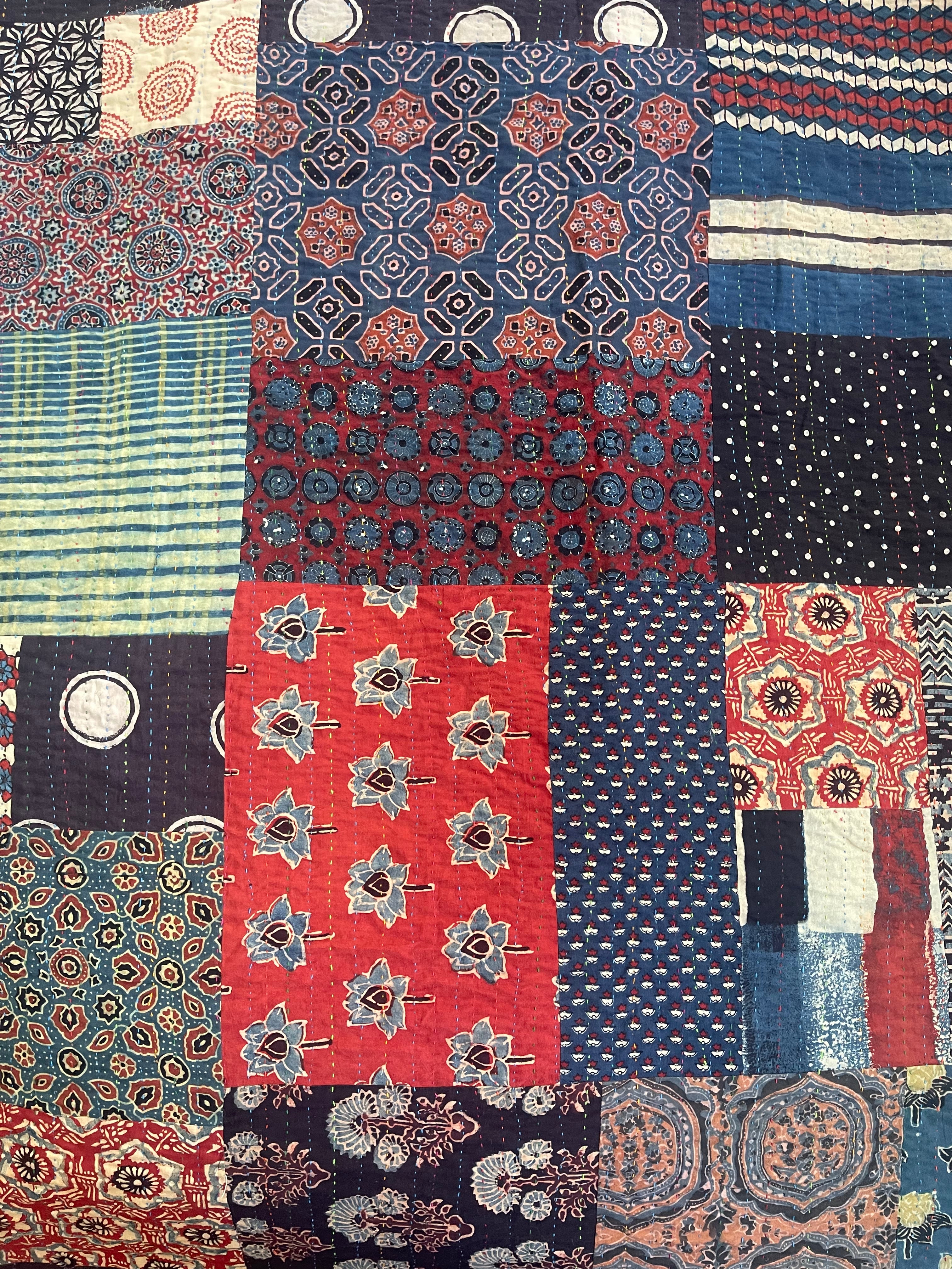 Madame Hall Ajrakh  Bedcover - Night Moon Patchwork