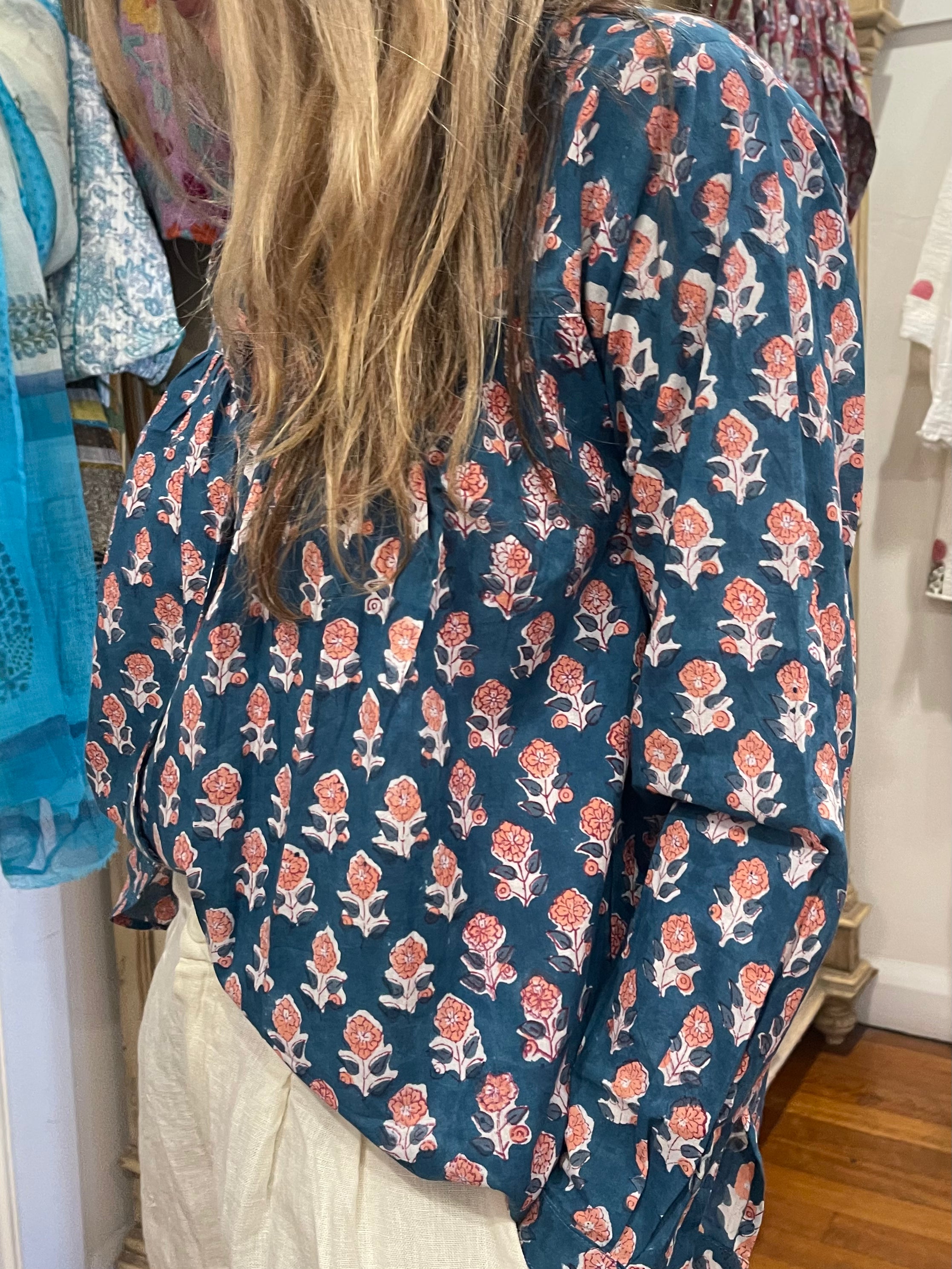 Handblock Printed Blouse - ENGLISH GARDEN