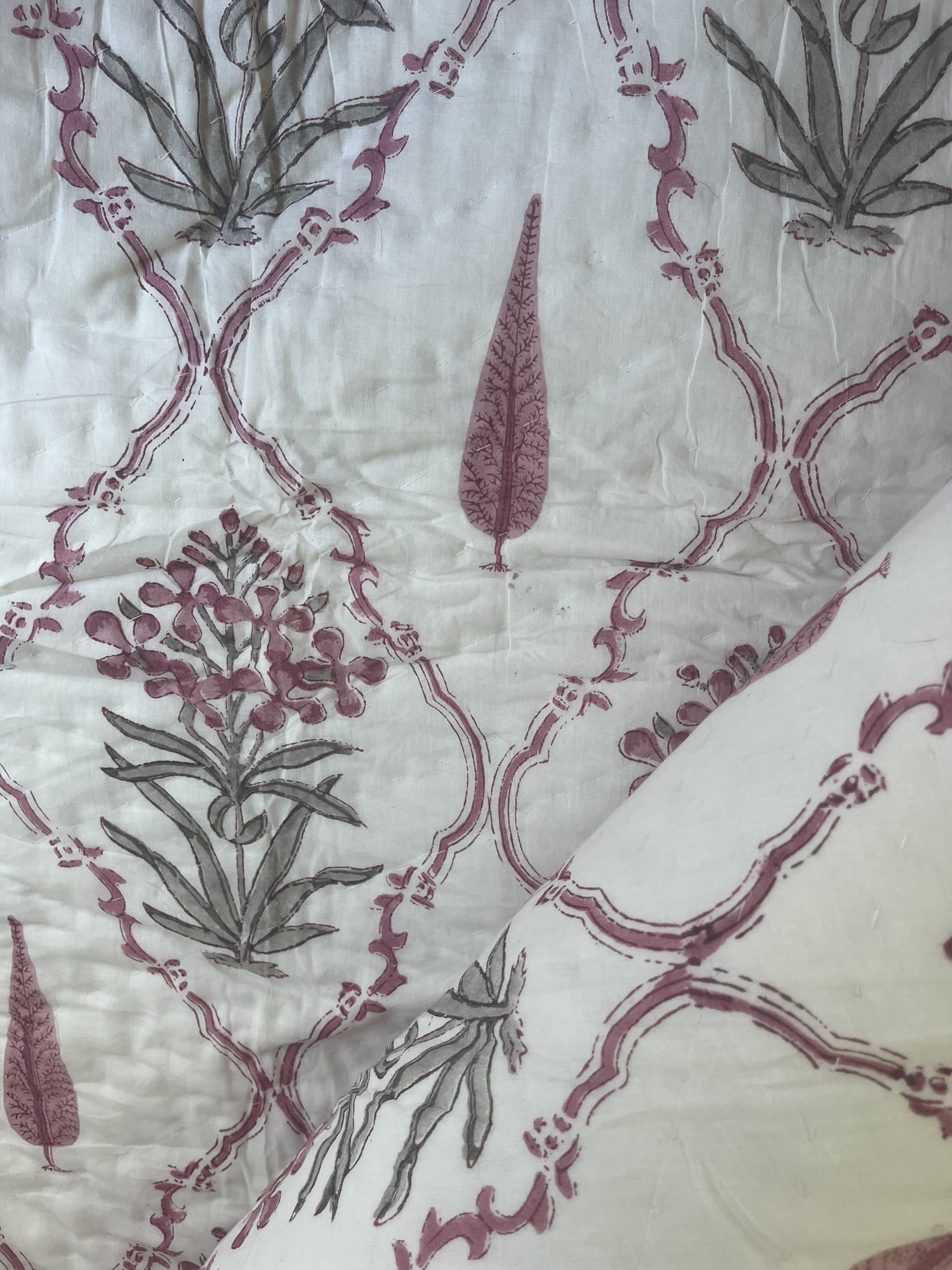 Jaipuri Cotton Quilt - Pink Floral