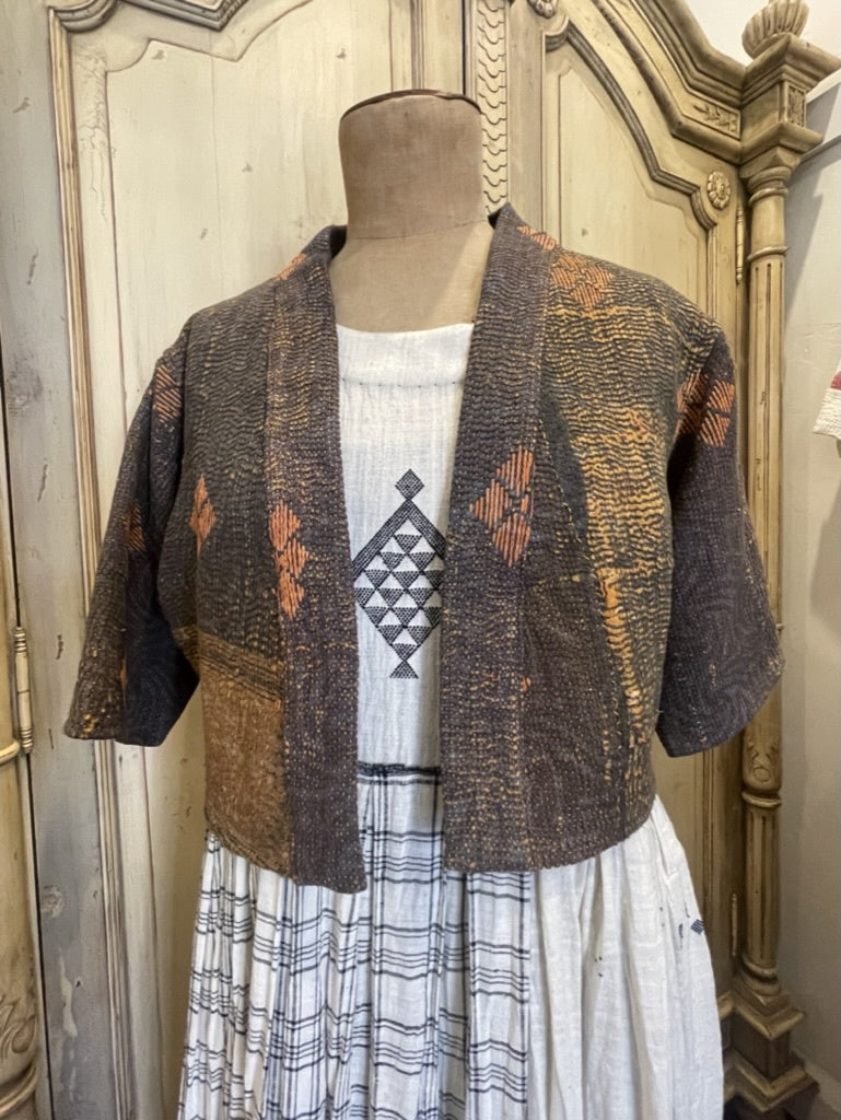 Short Sleeved Top - Vintage Kantha SAFARI
