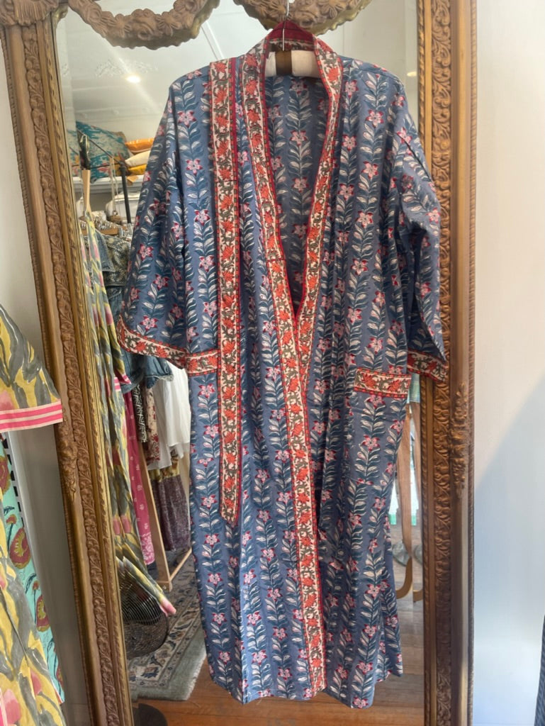 Cotton KIMONO - WATERLILIES Blockprint