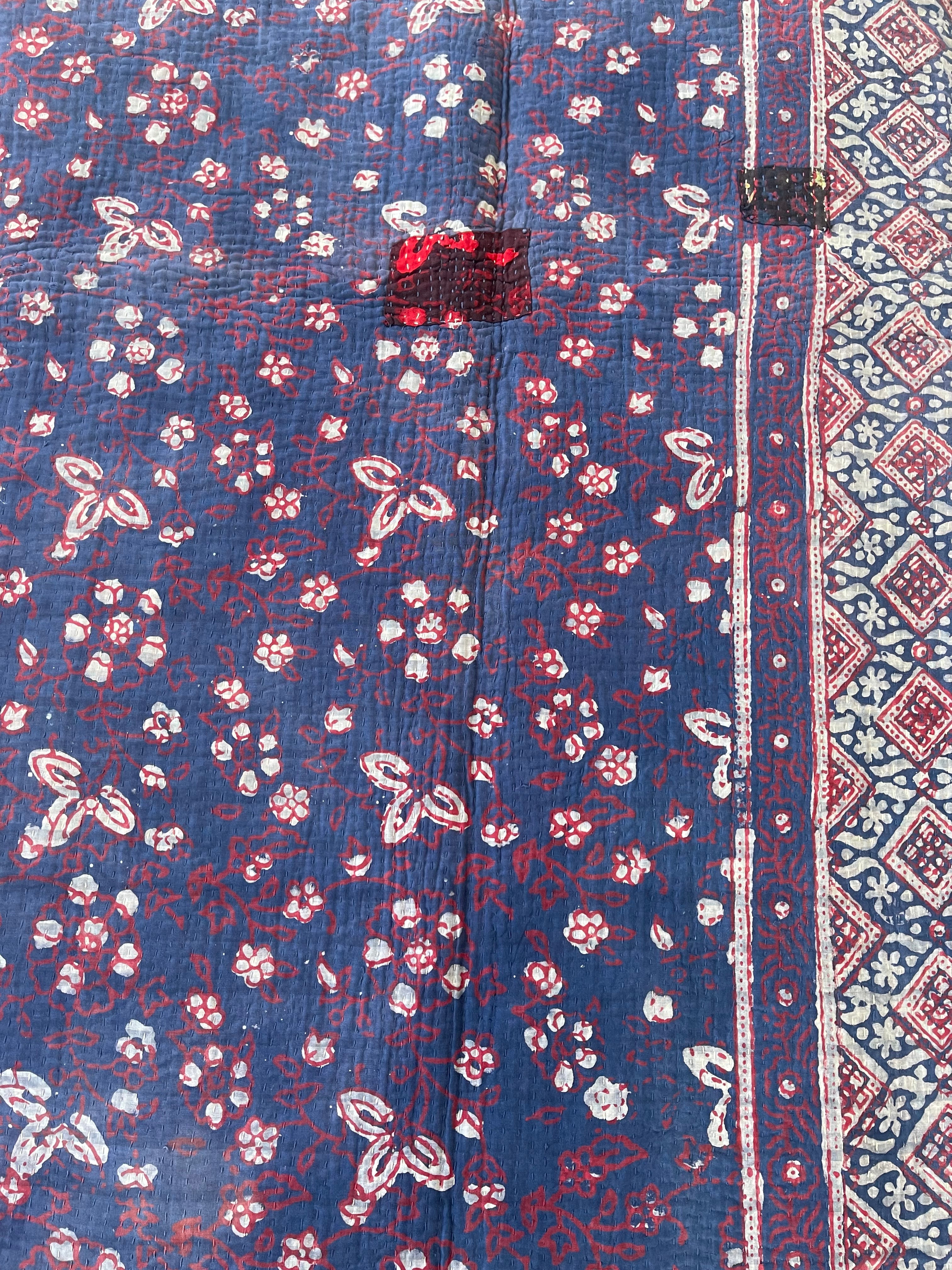 VINTAGE AJAKH KANTHA - Indigo Patch