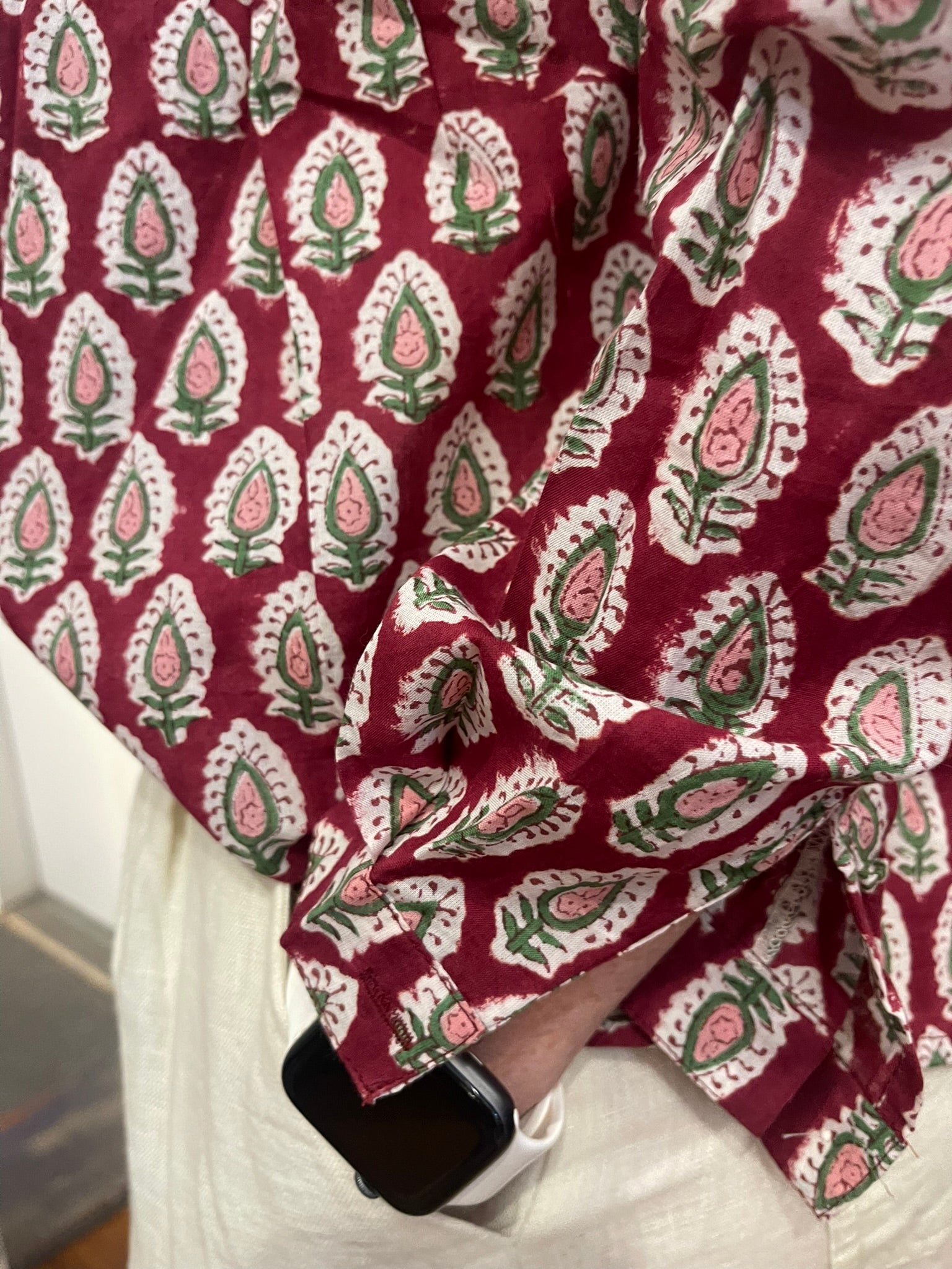 Handblock Printed Blouse - CRIMSON MEADOW