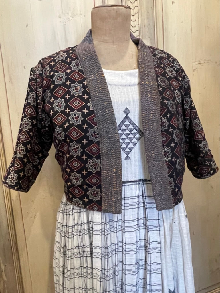 Short Sleeved Top - Vintage Kantha SAFARI