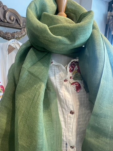 Linen Scarf - Deep Sage