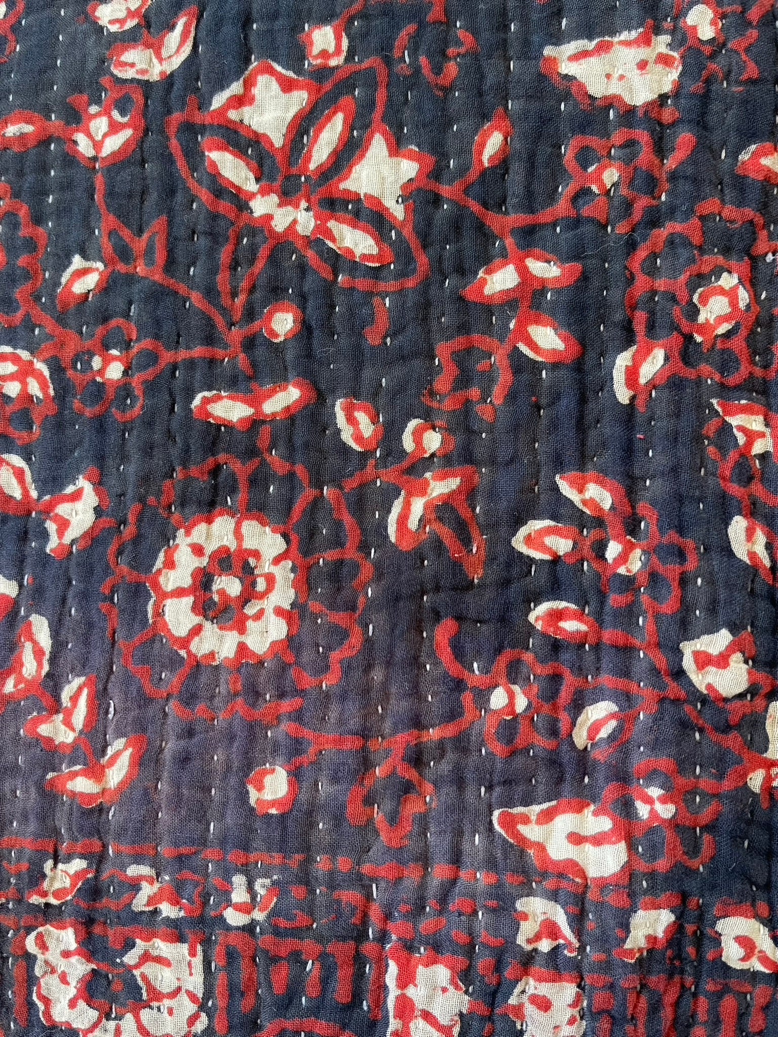 VINTAGE AJRAKH KANTHA - Indigo Night Garden