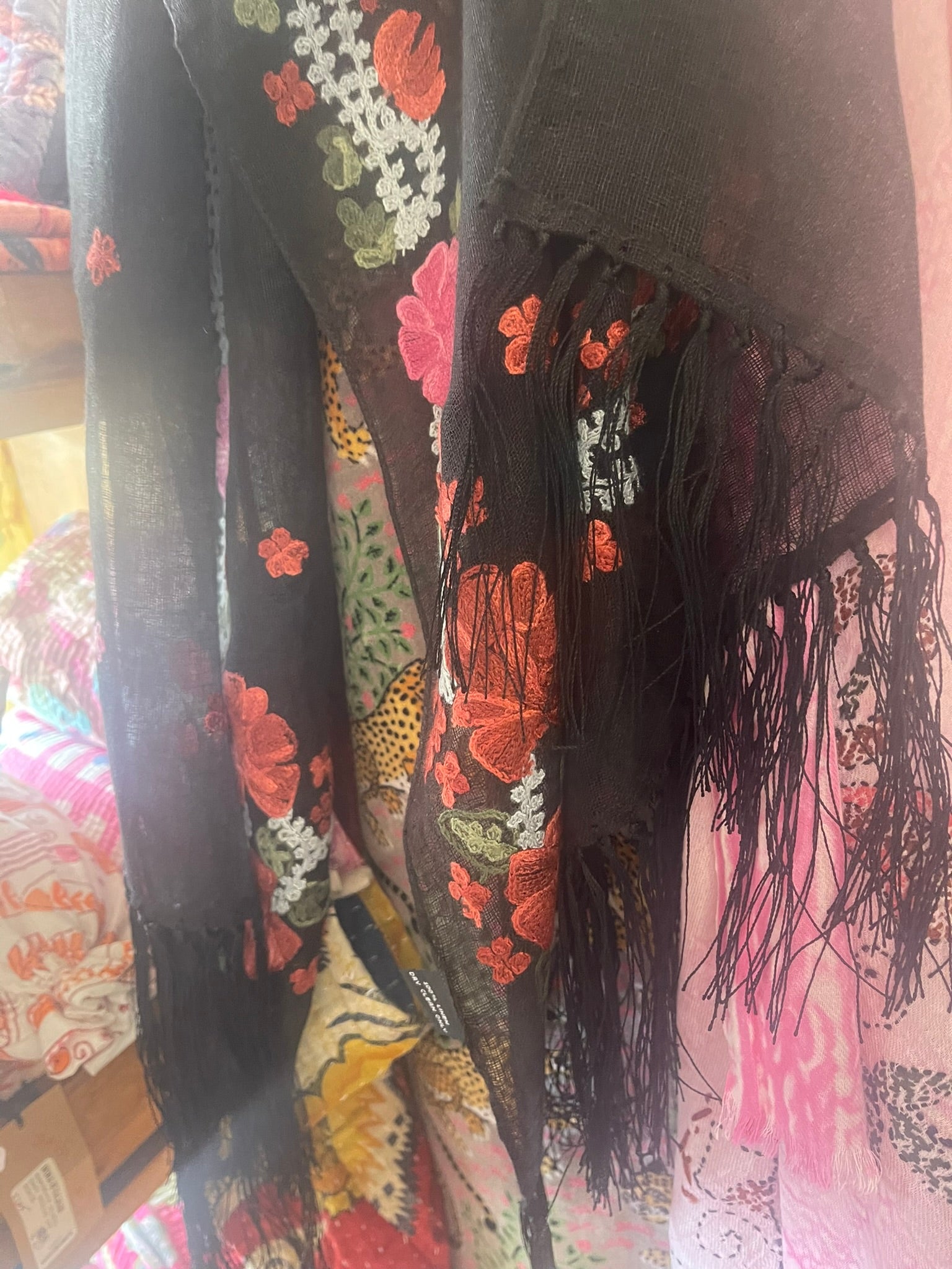 Linen Embroidered Scarf - Gypsy Rose