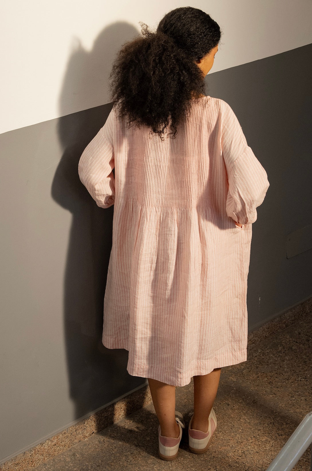 ANISHA LINEN DRESS - Light Rose Pintuck