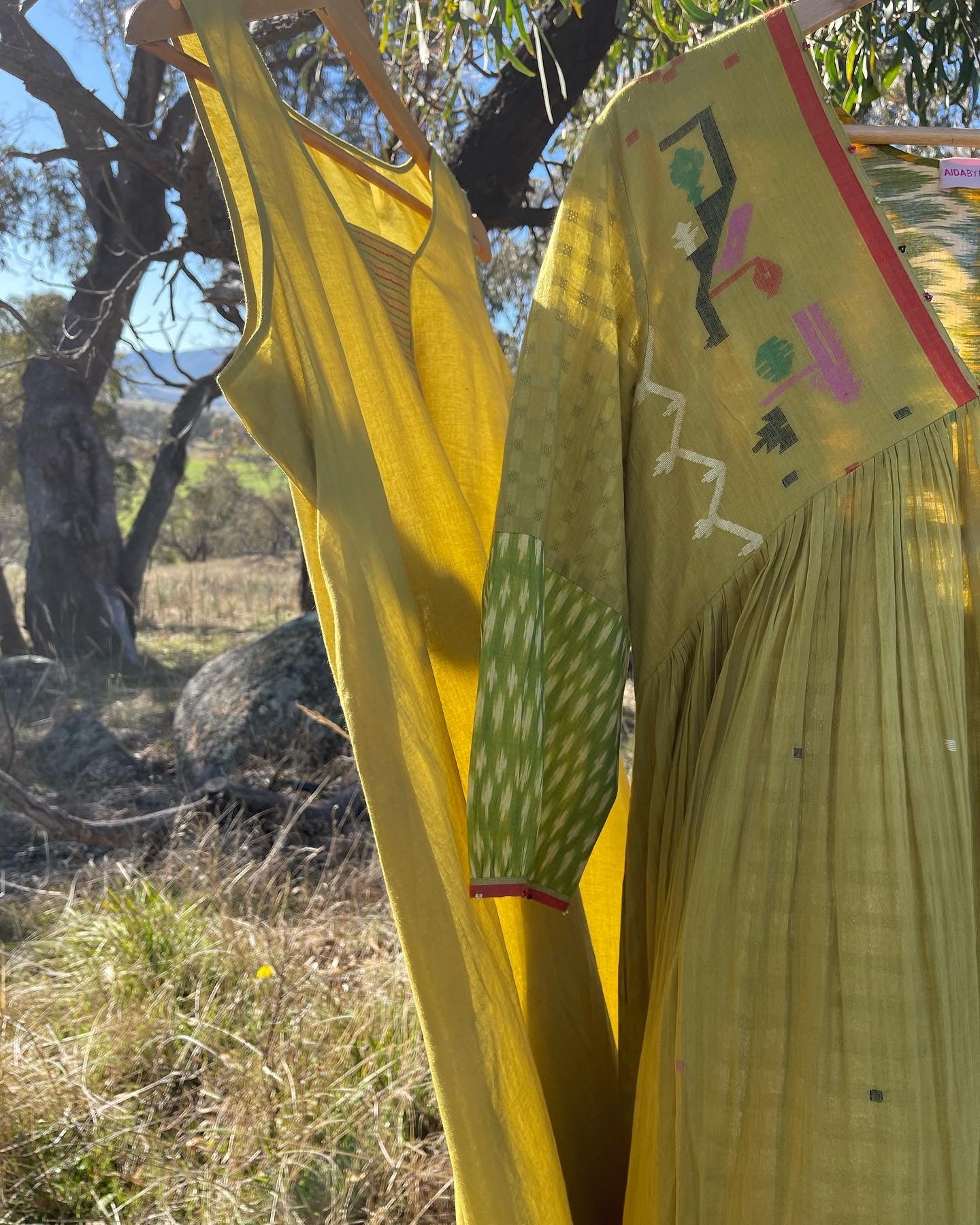 Jamdani Ikat Dress - Green Meadow