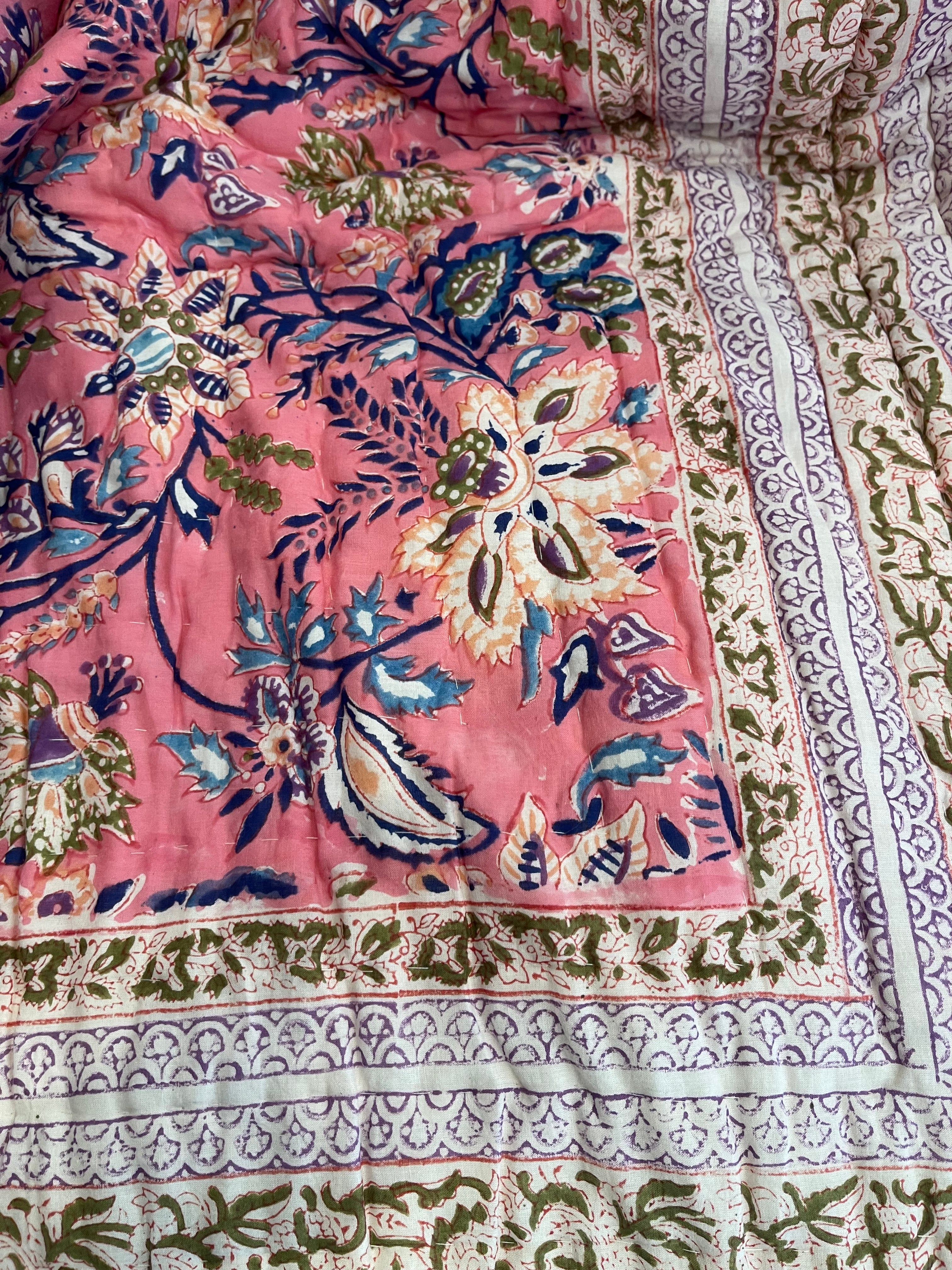 Jaipuri Cotton Quilt - Gardenesque