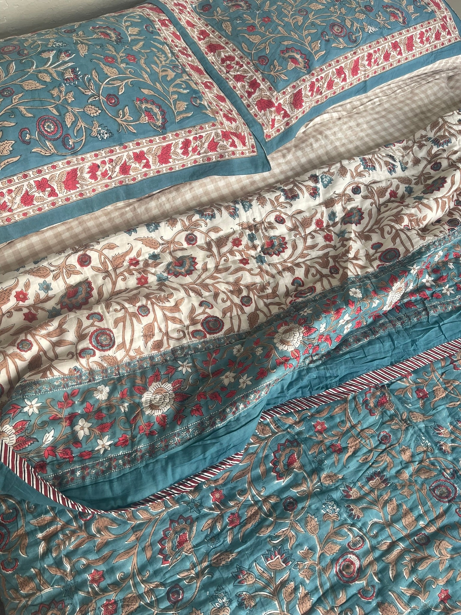 Jaipuri Cotton Quilt - Floral Jade