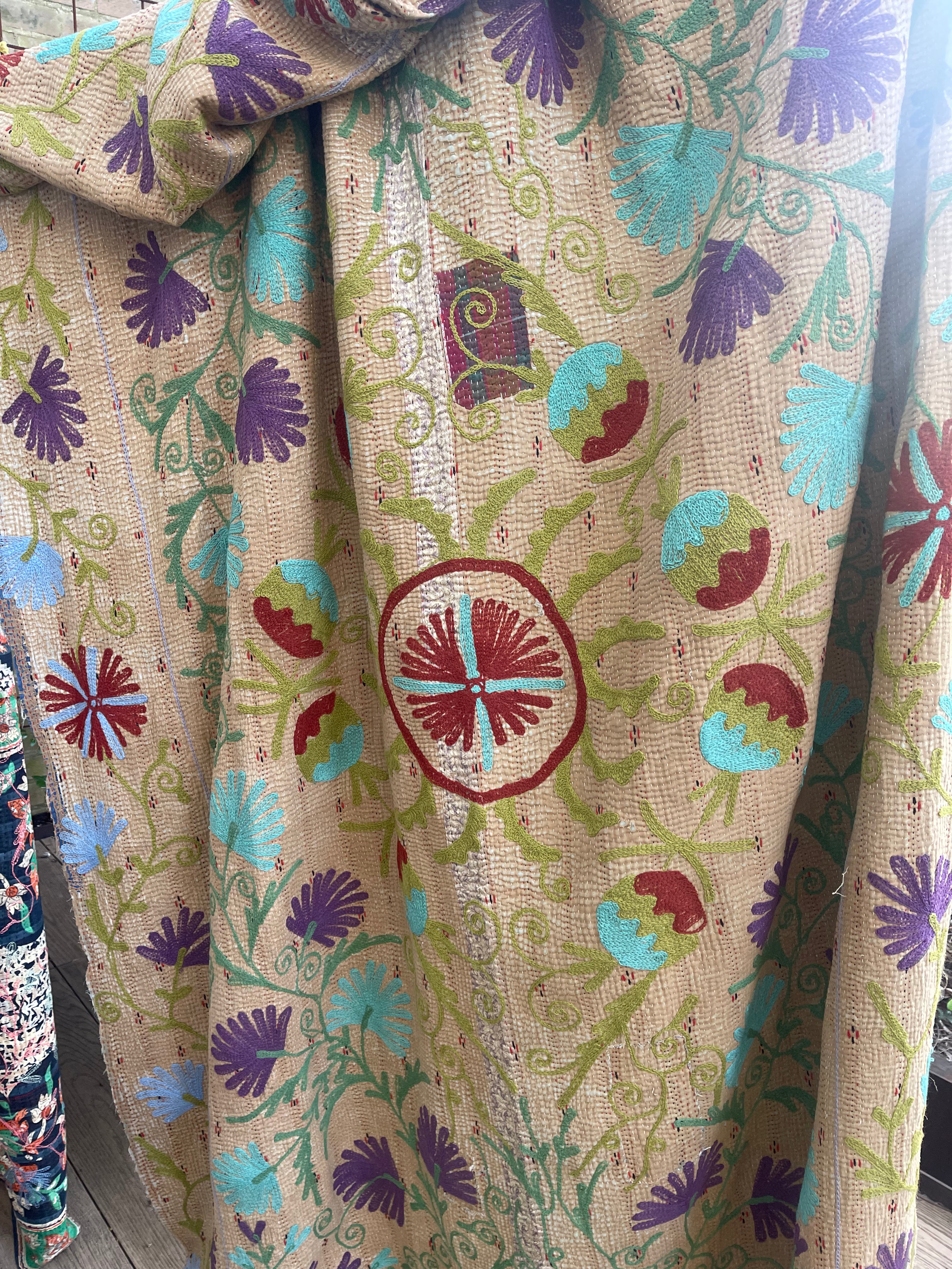 Suzani Vintage Kantha - COOL POMEGRANATE