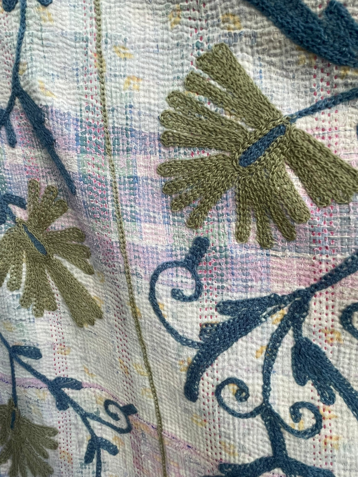 Suzani Vintage Kantha - WASABI
