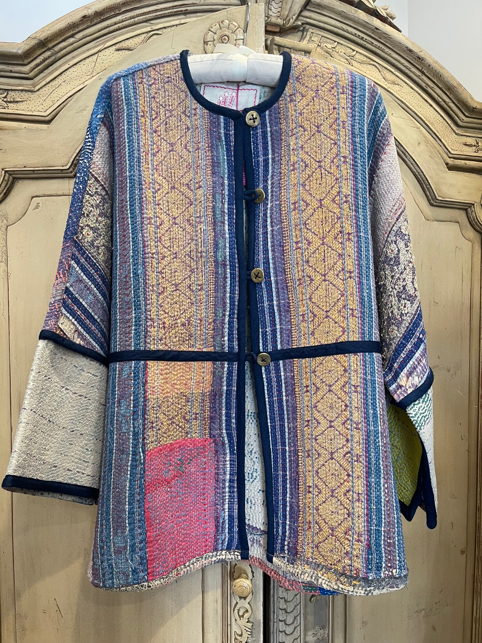 Reversible Vintage Kantha Jacket - CLOUDBURST