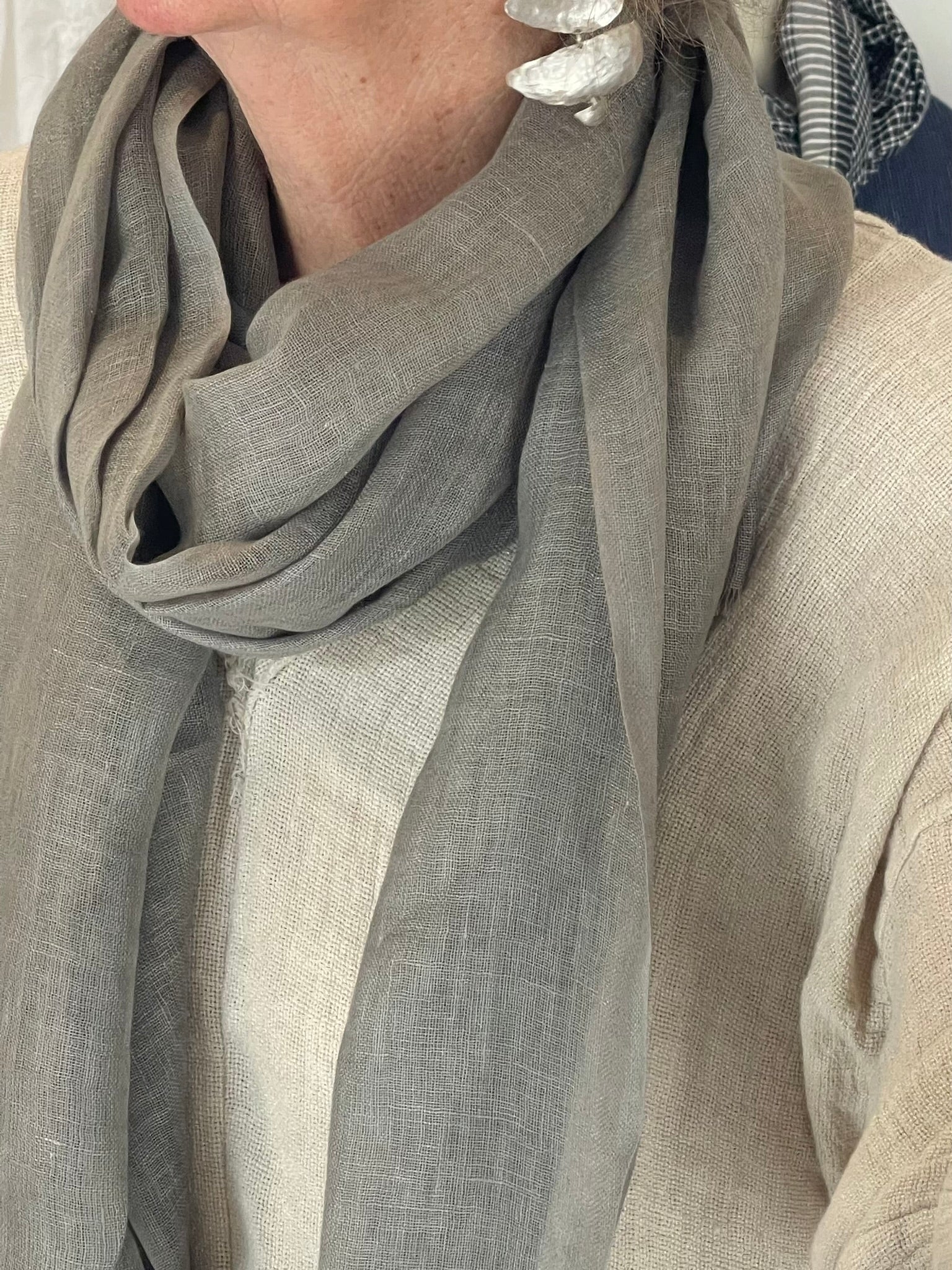 Linen Scarf - Mist Grey