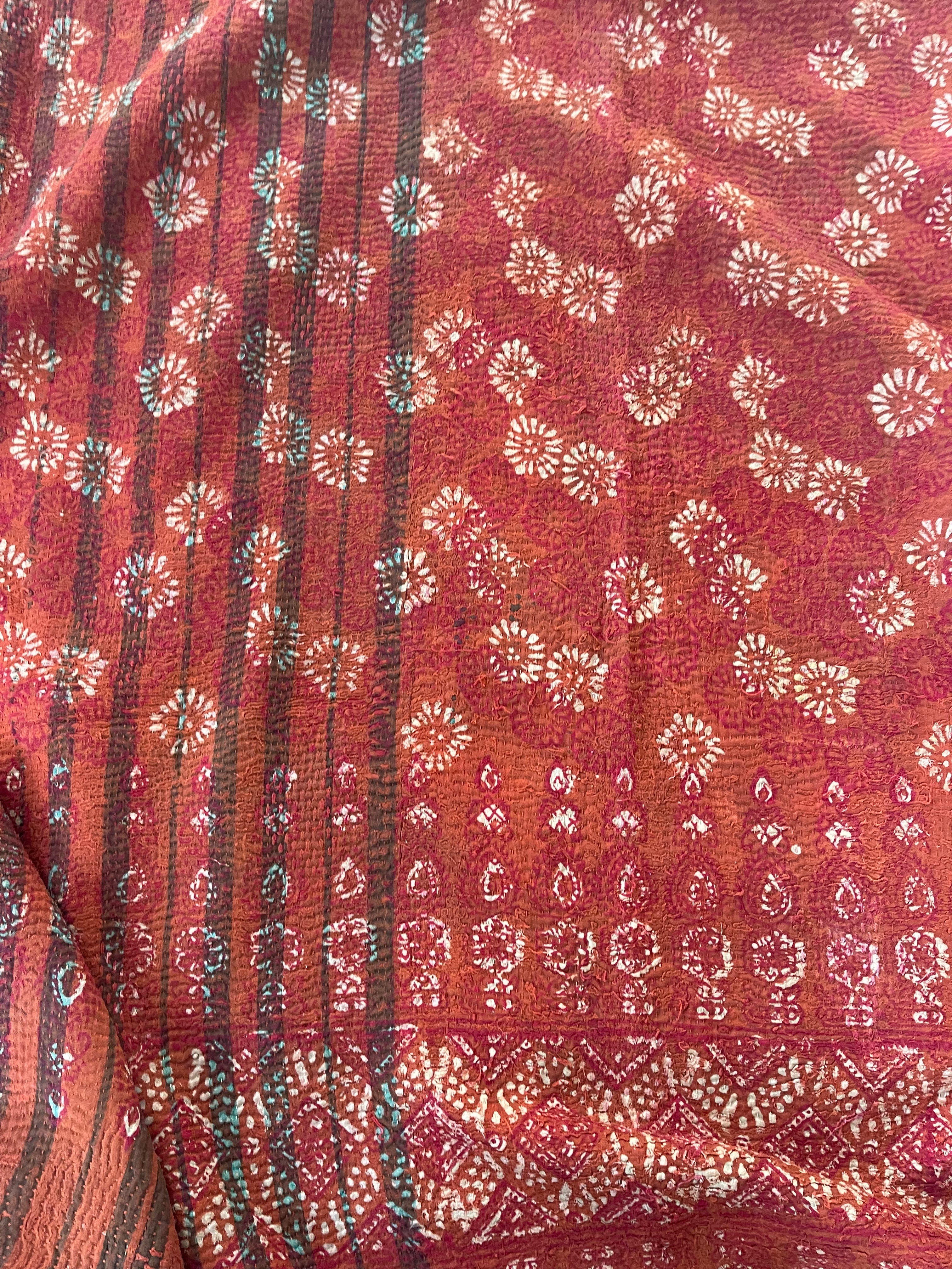 VINTAGE AJAKH KANTHA - Striped Meadow