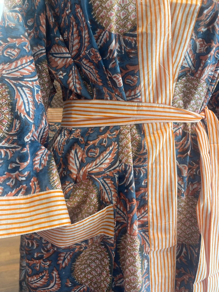 Cotton KIMONO - PINA COLADA Blockprint