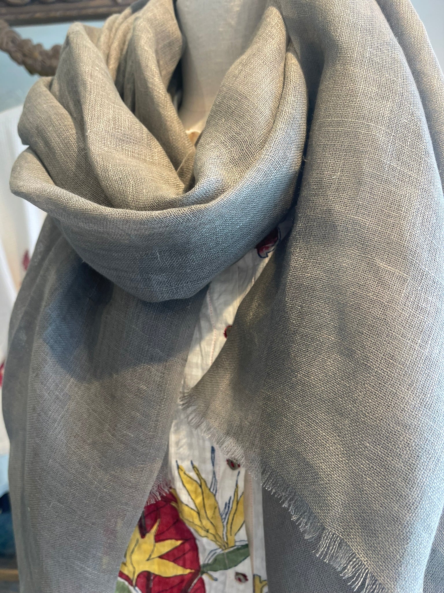 Linen Scarf - Mist Grey