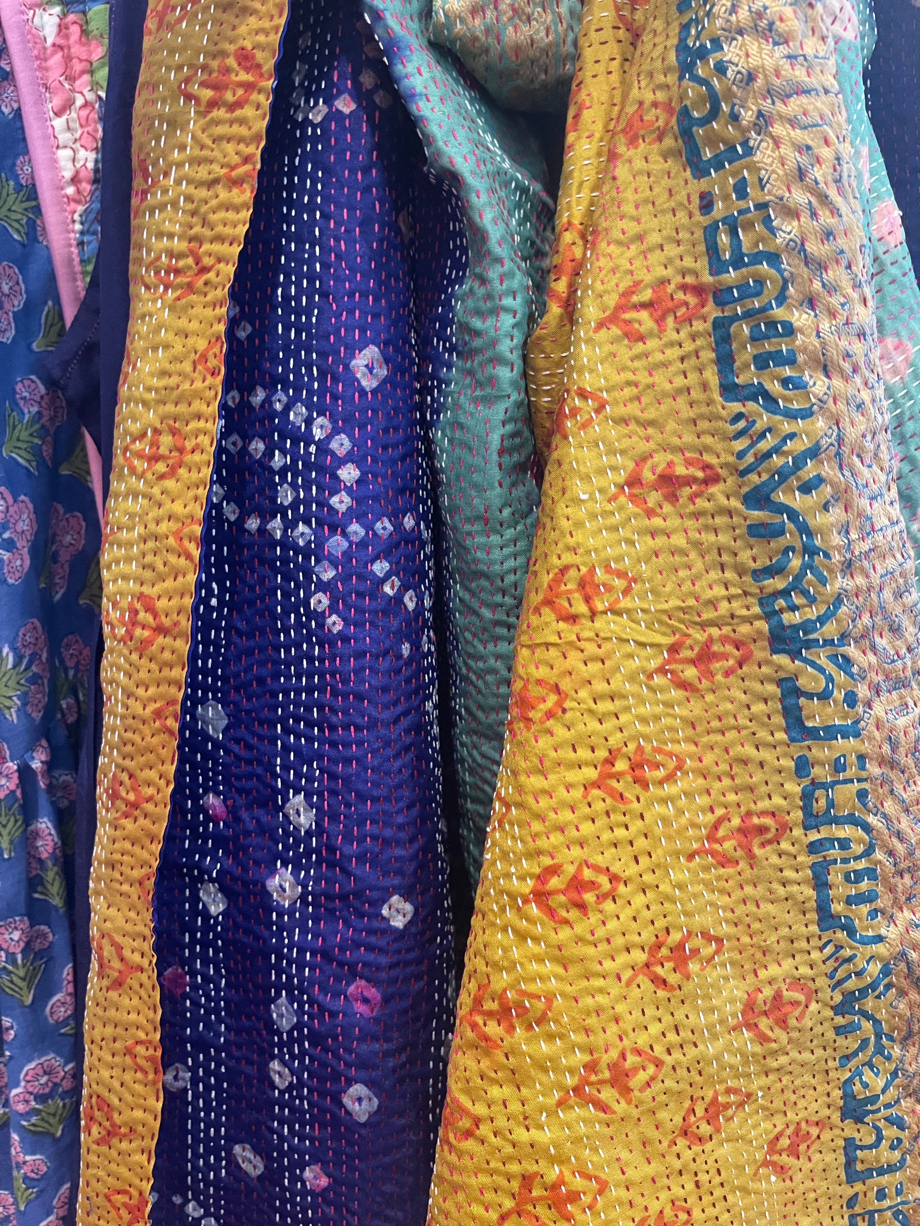 Kantha Silk Muffler - Golden Jade