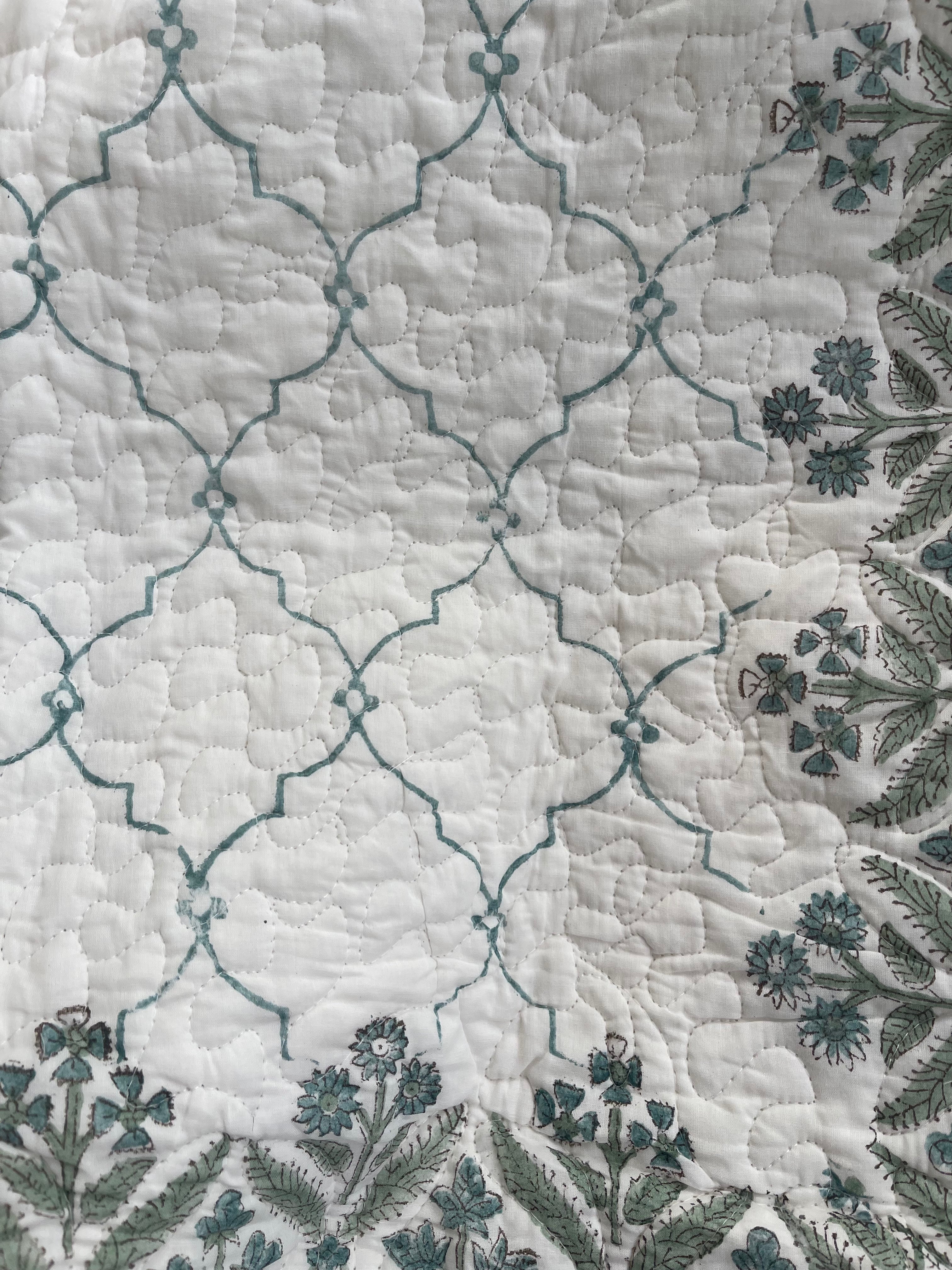 Cotton Quilt - Teal Arabesque