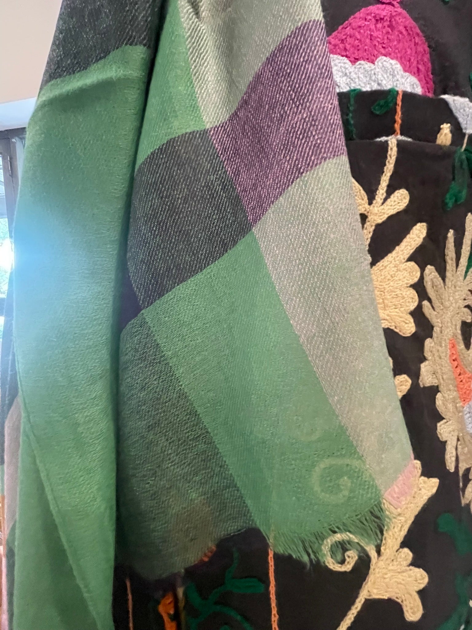 Fine Merino Wool Scarf - Woodland Green
