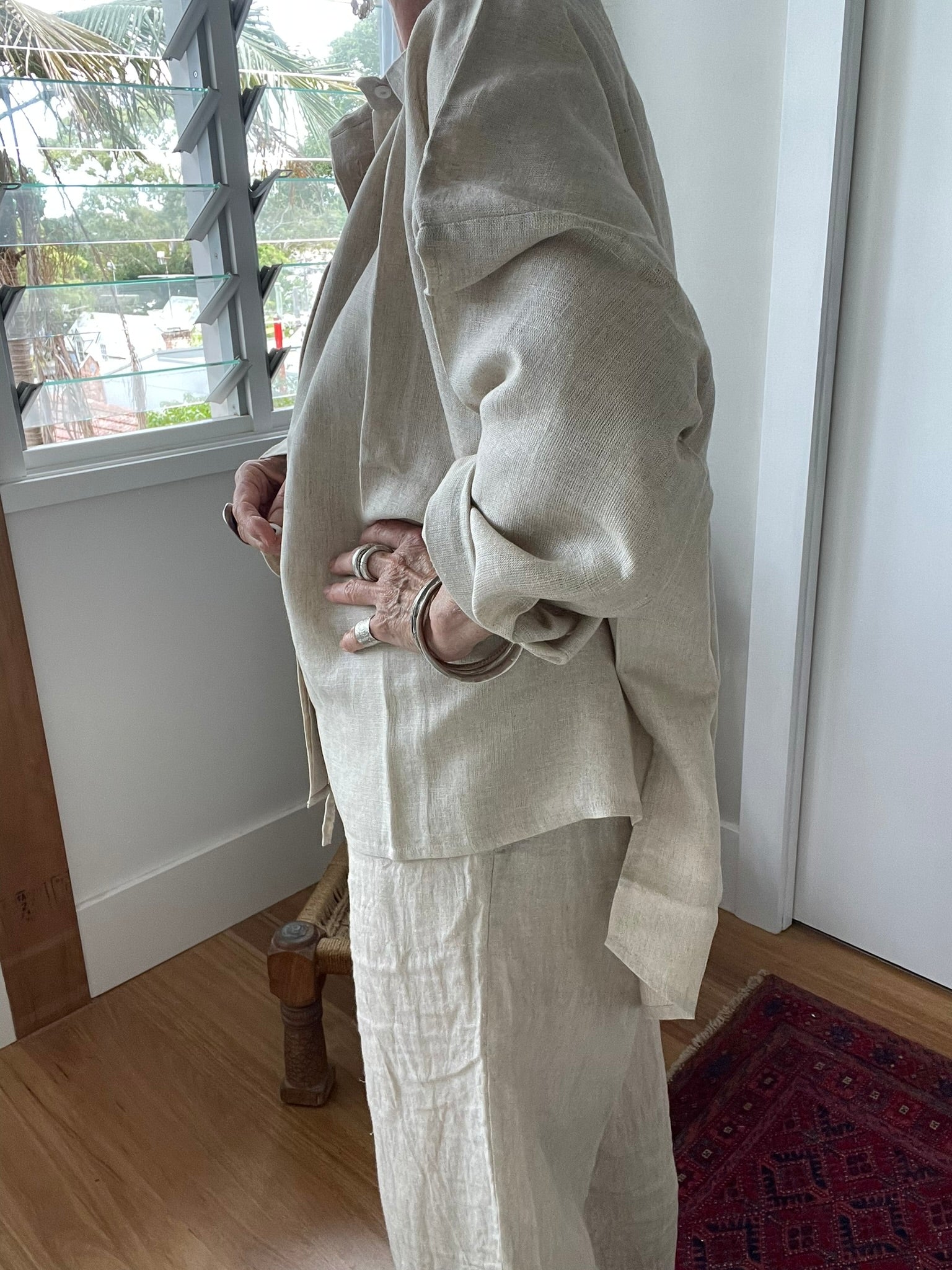 LINEN OVERSIZE SHIRT - Putty