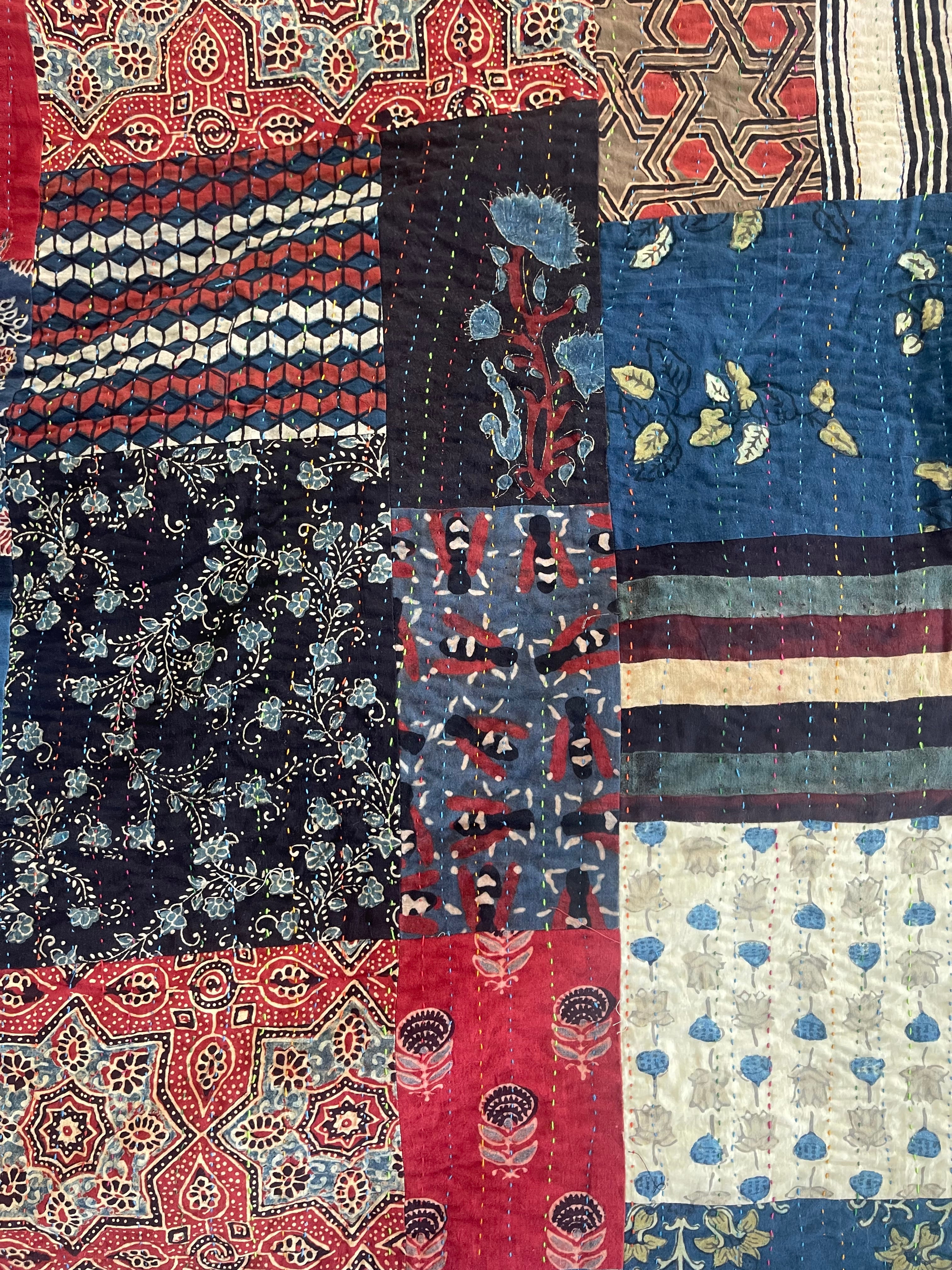 Madame Hall Ajrakh  Bedcover - Night Moon Patchwork