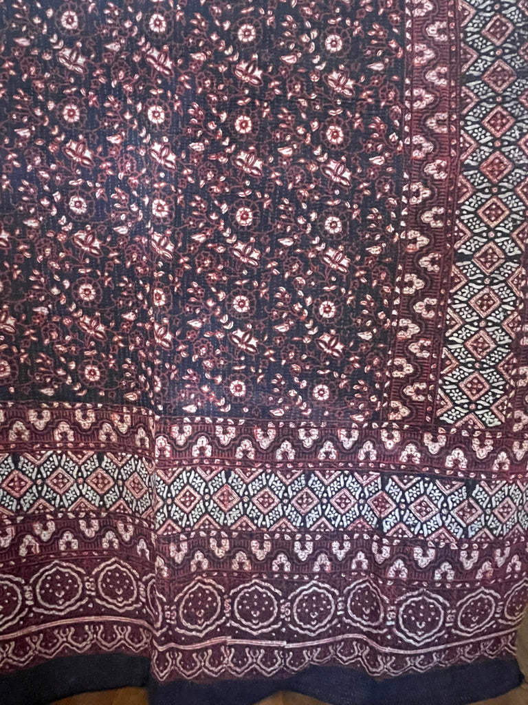 VINTAGE AJRAKH KANTHA - Indigo Night Garden
