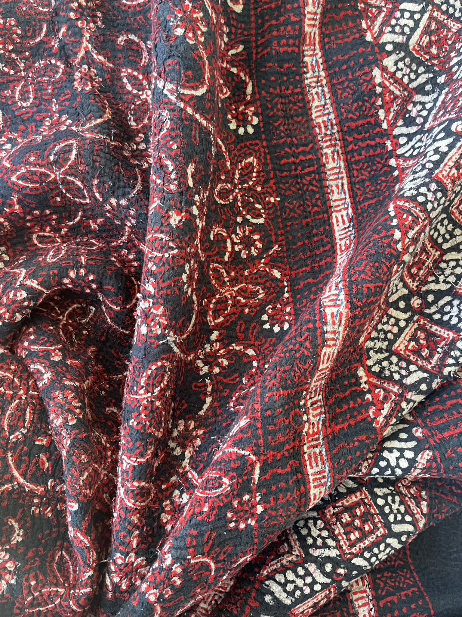 VINTAGE AJRAKH KANTHA - Indigo Night Flower
