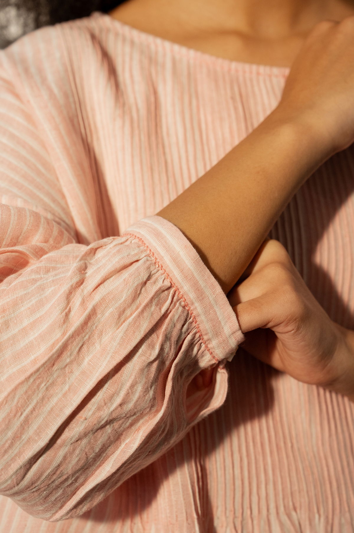 ANISHA LINEN DRESS - Light Rose Pintuck