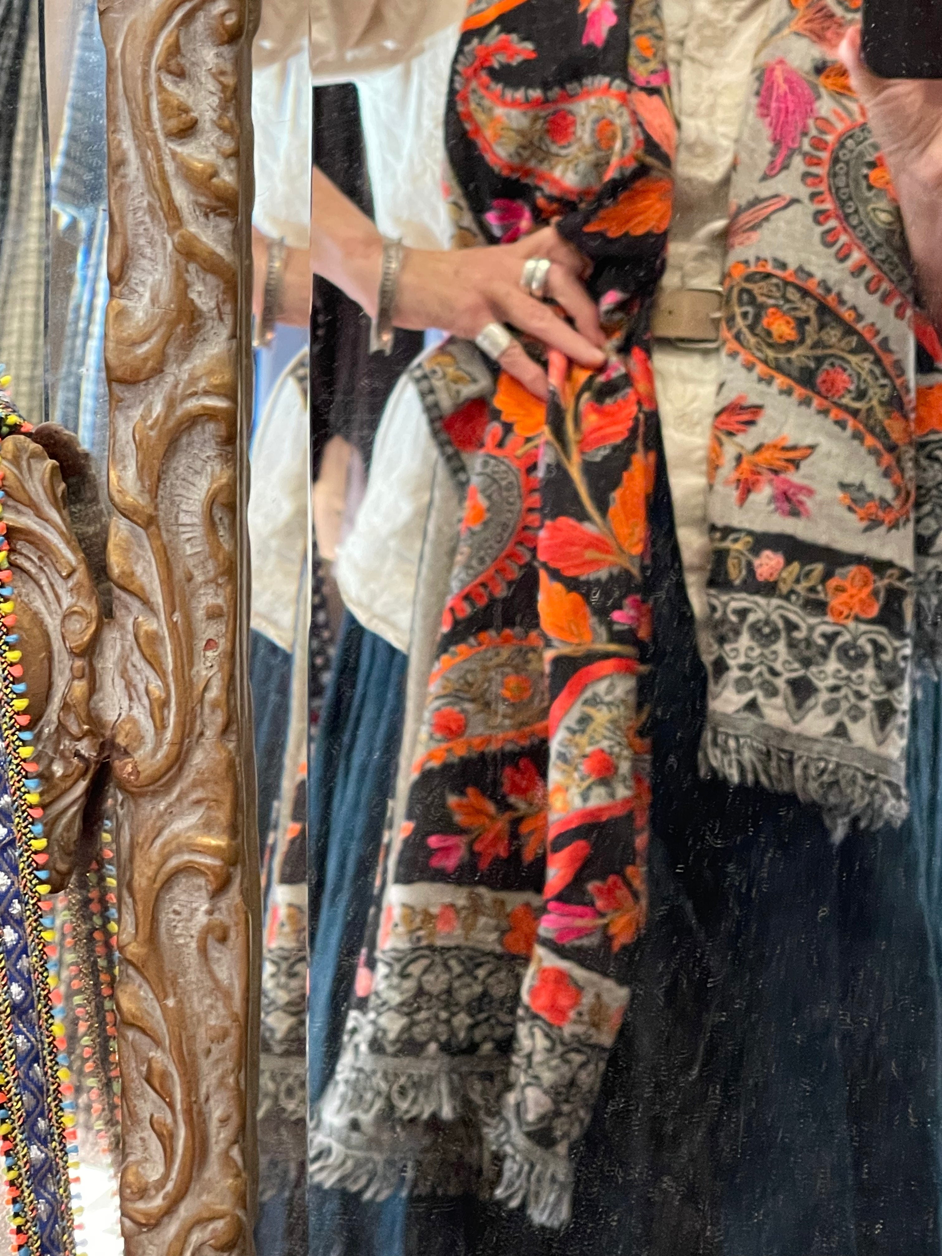 Embroidered Wool - Paisley Earth