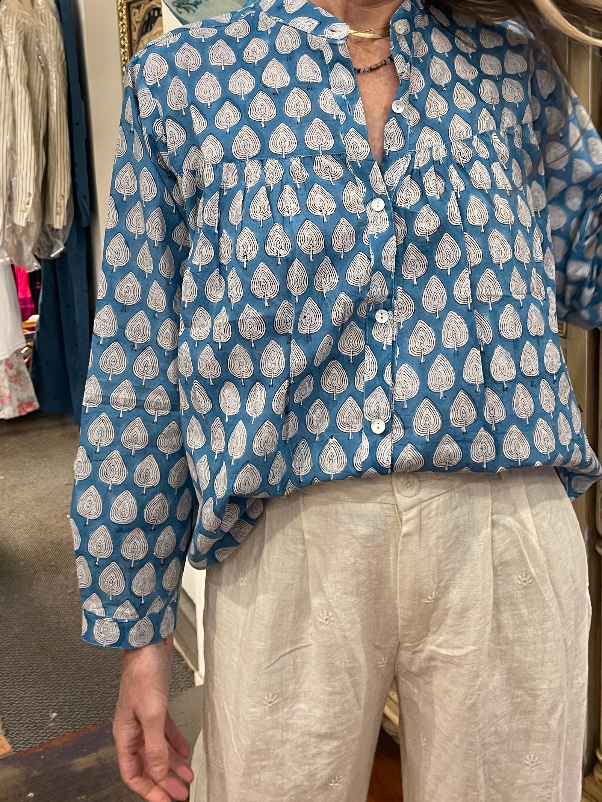 Handblock Printed Blouse - NORWEGIAN LAKE