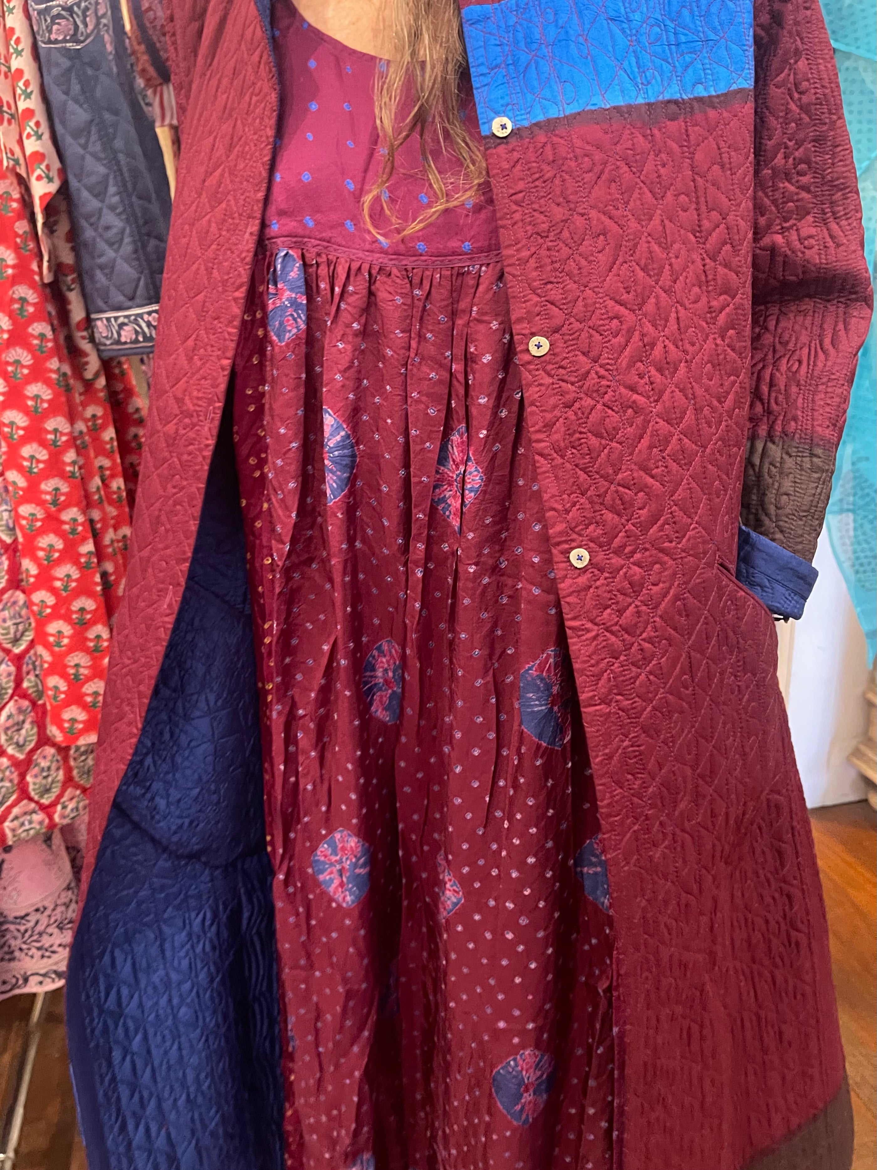 Miraj 58 - Magenta + Blue Stripe Silk Jacket