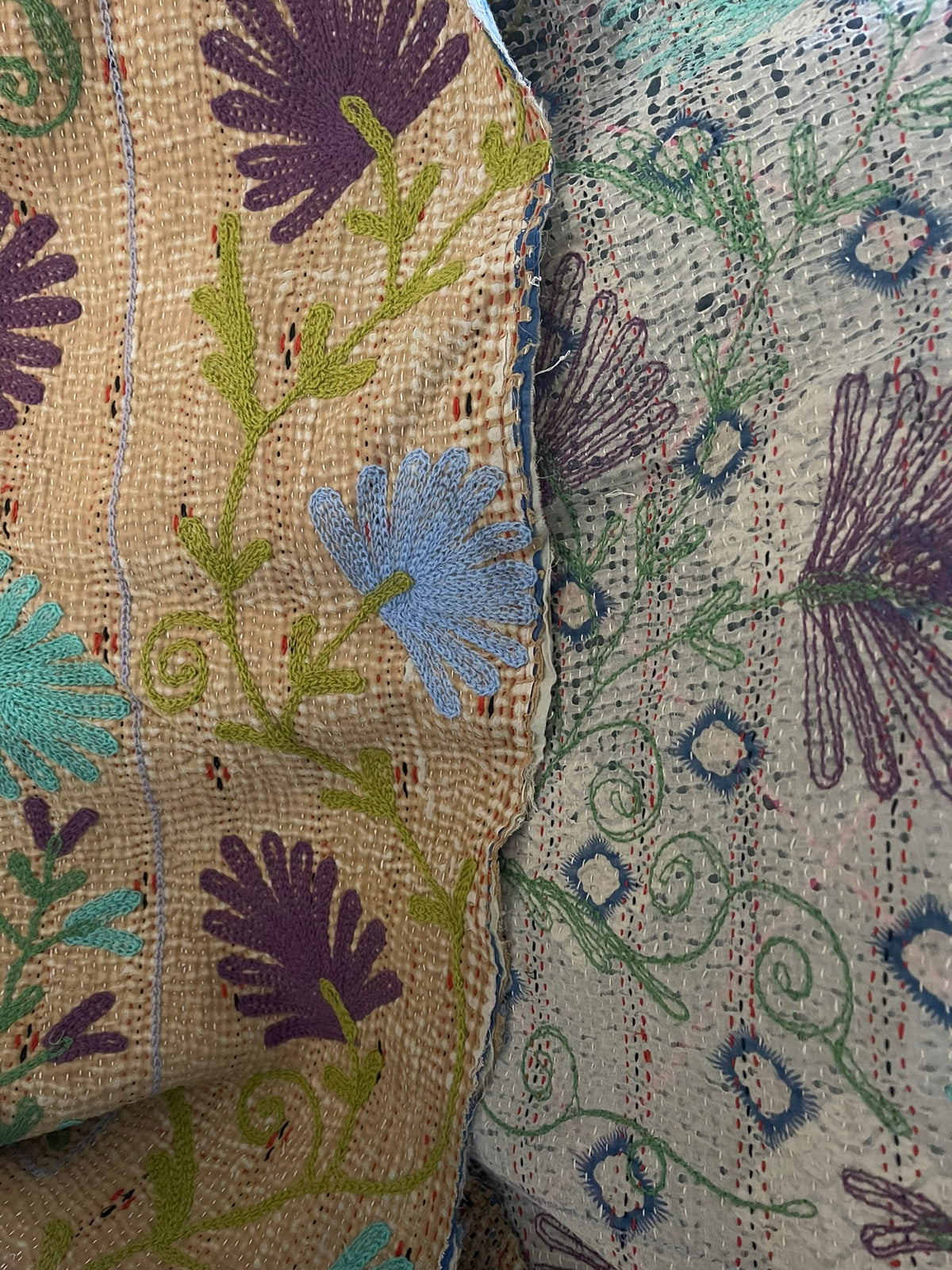 Suzani Vintage Kantha - COOL POMEGRANATE