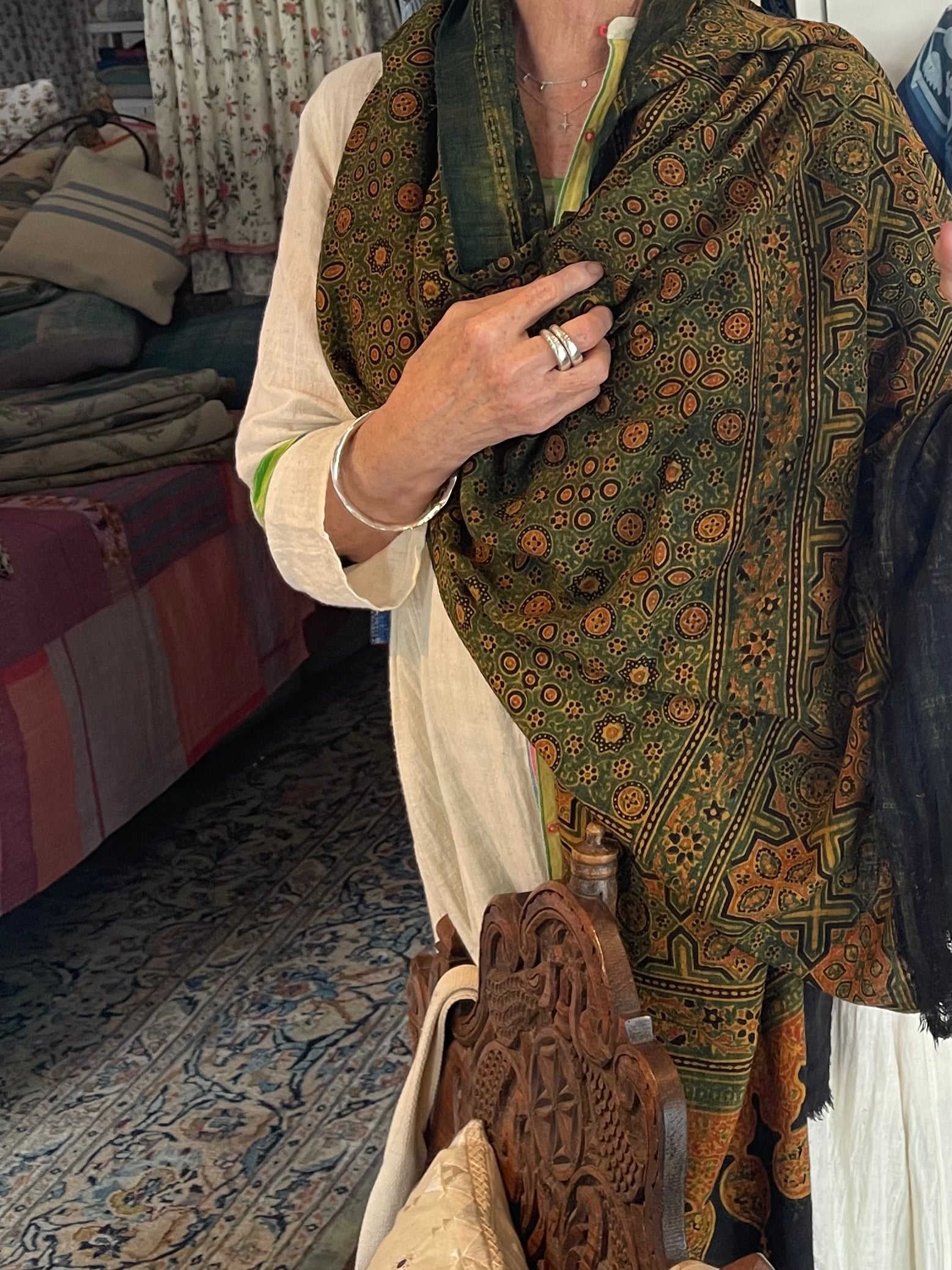 Matka Silk Scarf - Ajrakh Forest