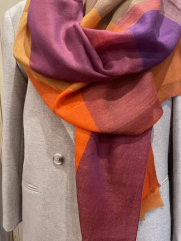 Fine Merino Wool Scarf - Autumn Check