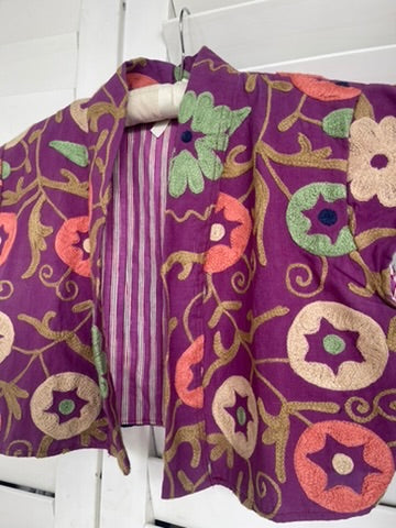 Capped Sleeve Top -  Floral Grape