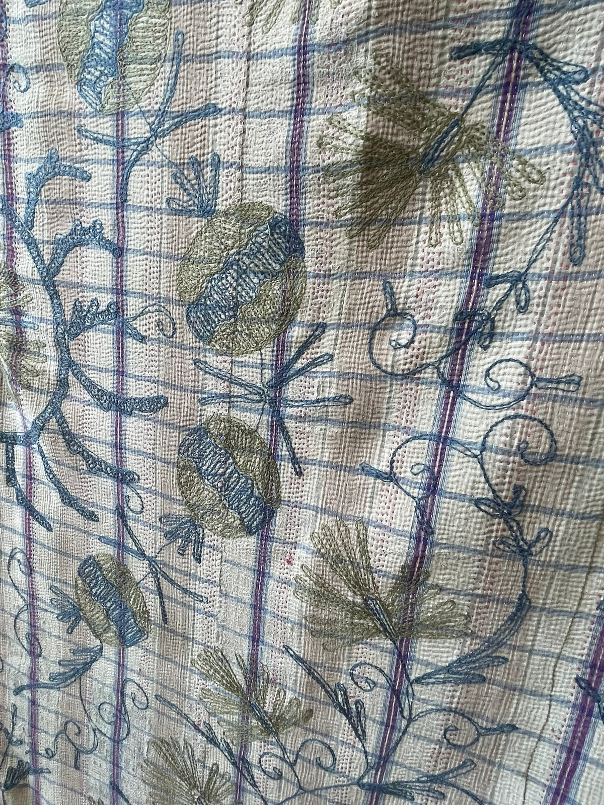 Suzani Vintage Kantha - WASABI