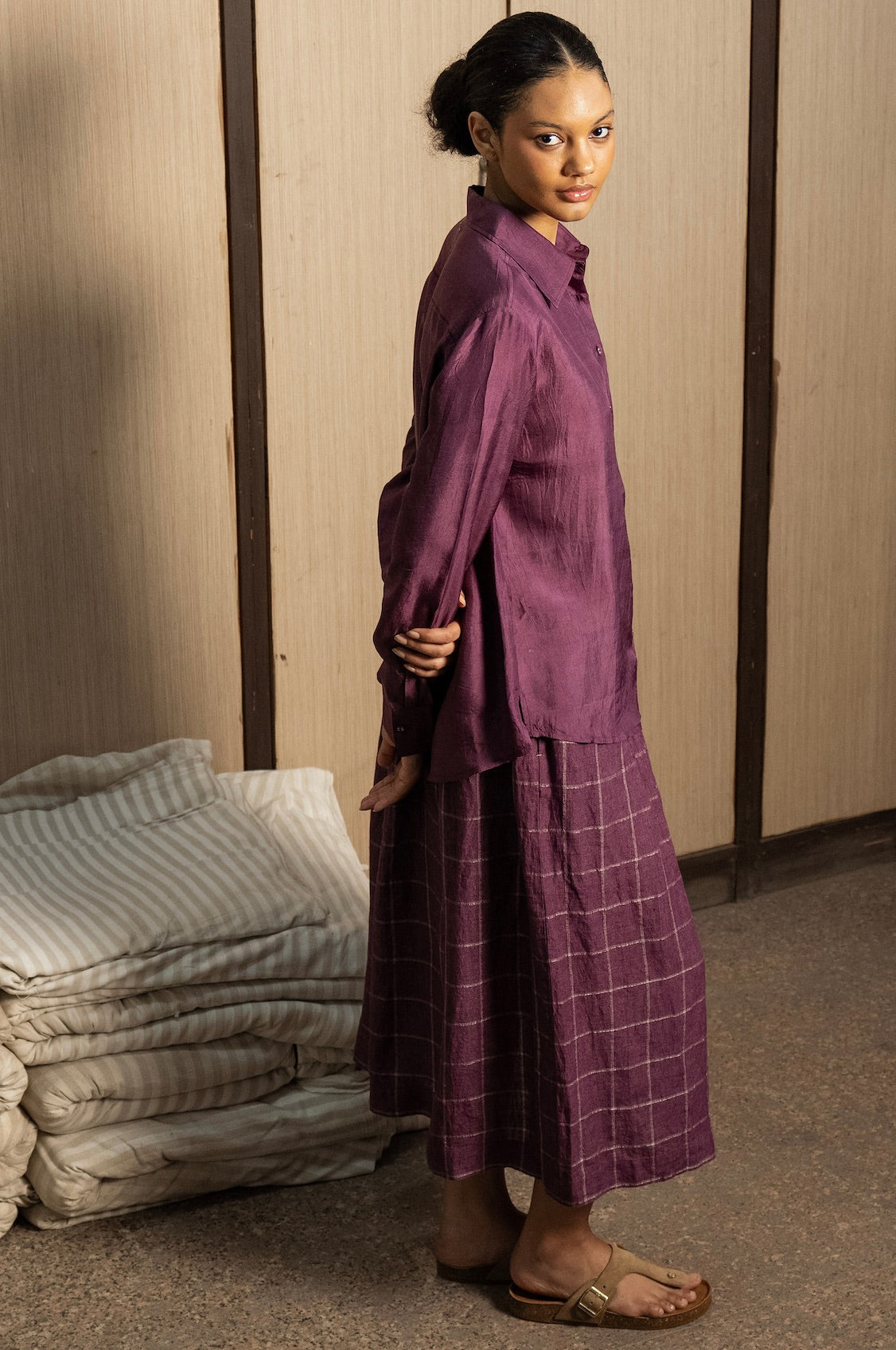 VAMIKA SILK SHIRT - Eggplant
