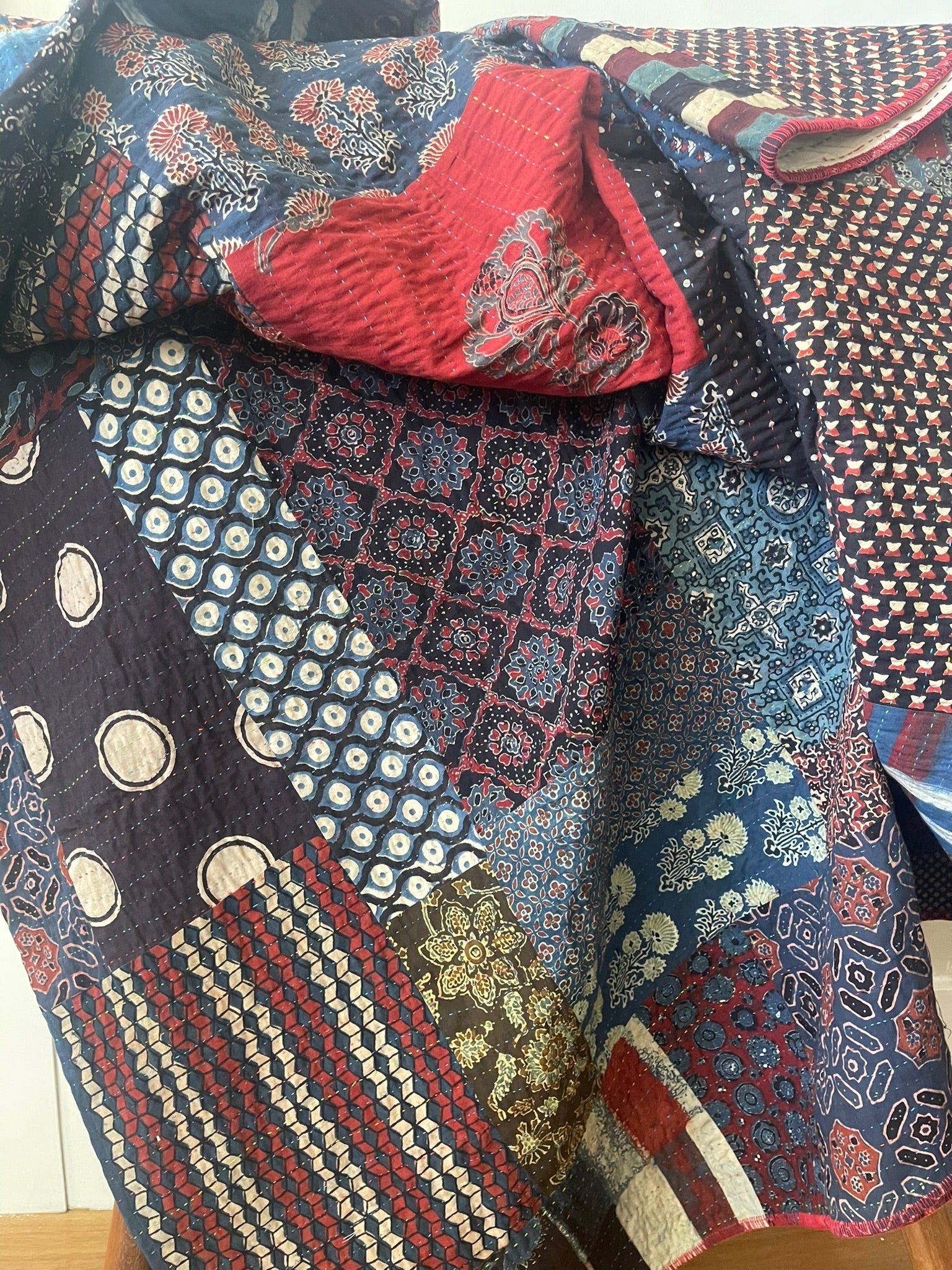Madame Hall Ajrakh  Bedcover - Night Moon Patchwork