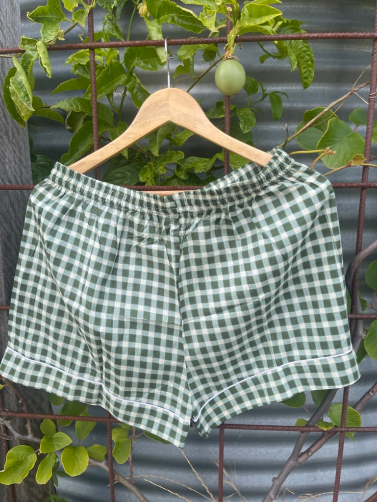PYJAMAS Short - Green Gingham Check
