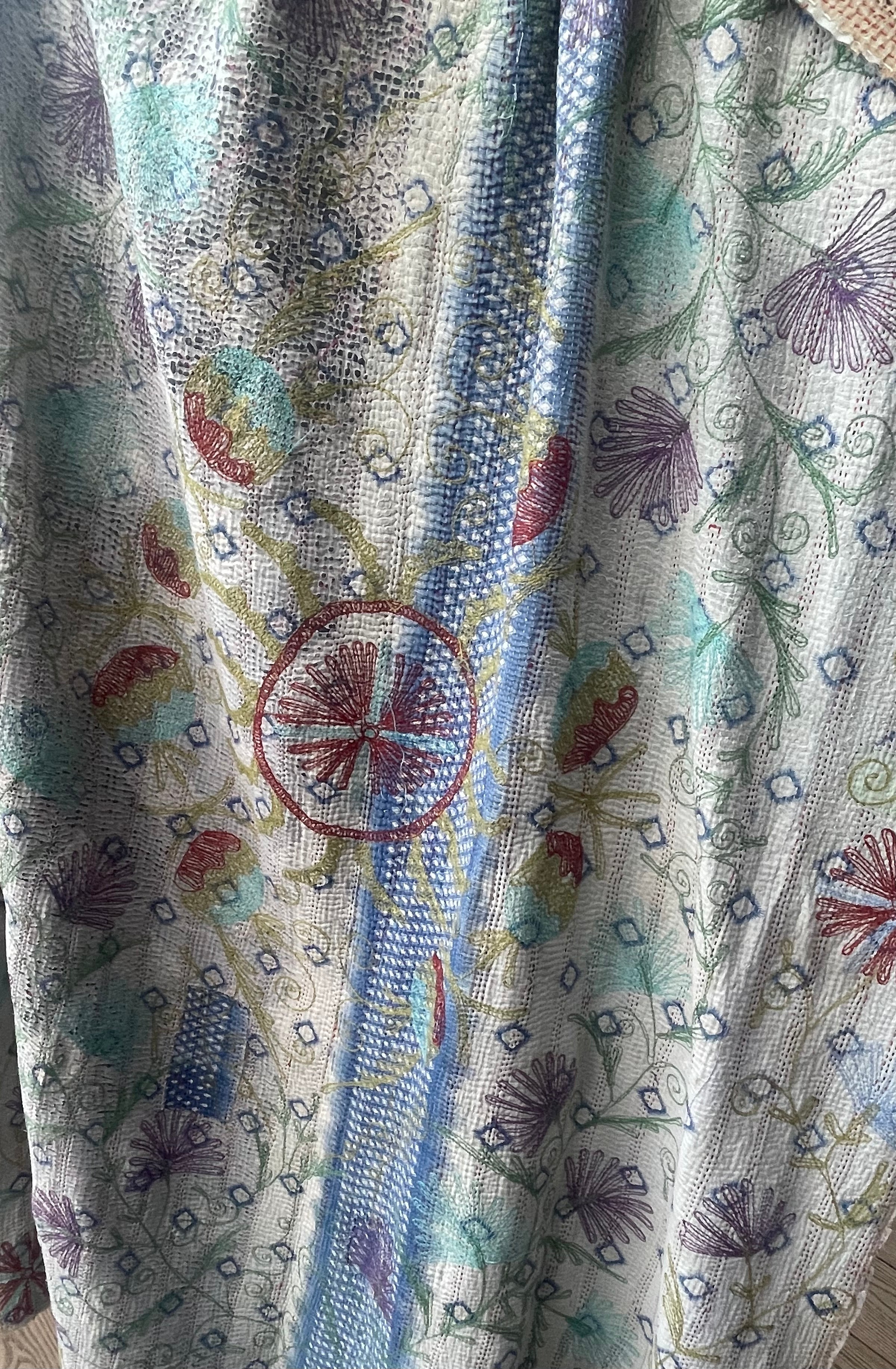 Suzani Vintage Kantha - COOL POMEGRANATE